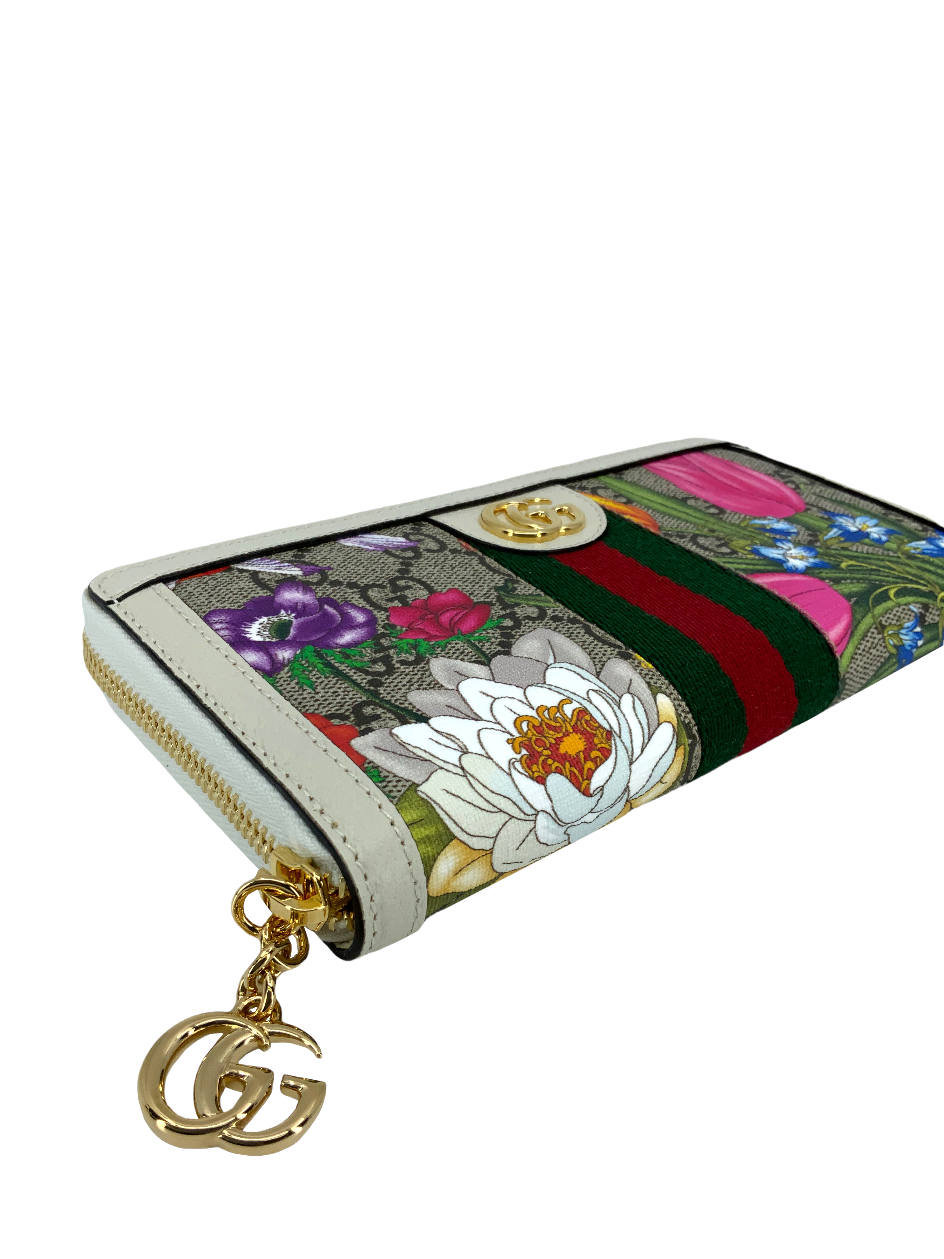 Gucci Ophidia Flora Web Zip Around Wallet for Women - New Designer Leather Wallet with Zip Closure - Perfect for Everyday Use, Travel & Gift Giving