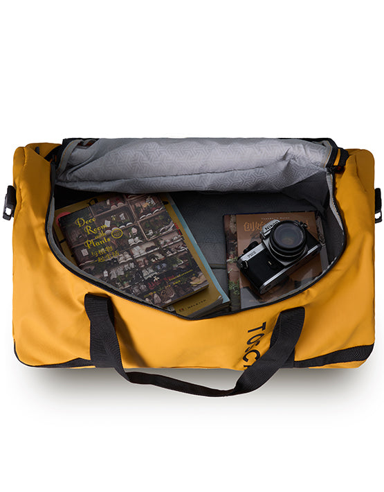 TOSCA Delta TCA973 Waterproof Barrel Duffle Bag - Yellow, Large Travel Duffel for Gym, Sports, Camping & Weekend Getaways