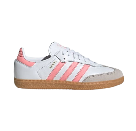 Adidas Kids' Samba OG Sneakers - White & Coral Pink | Classic Soccer-Inspired Shoes for Boys & Girls | Perfect for School, Sports & Casual Wear