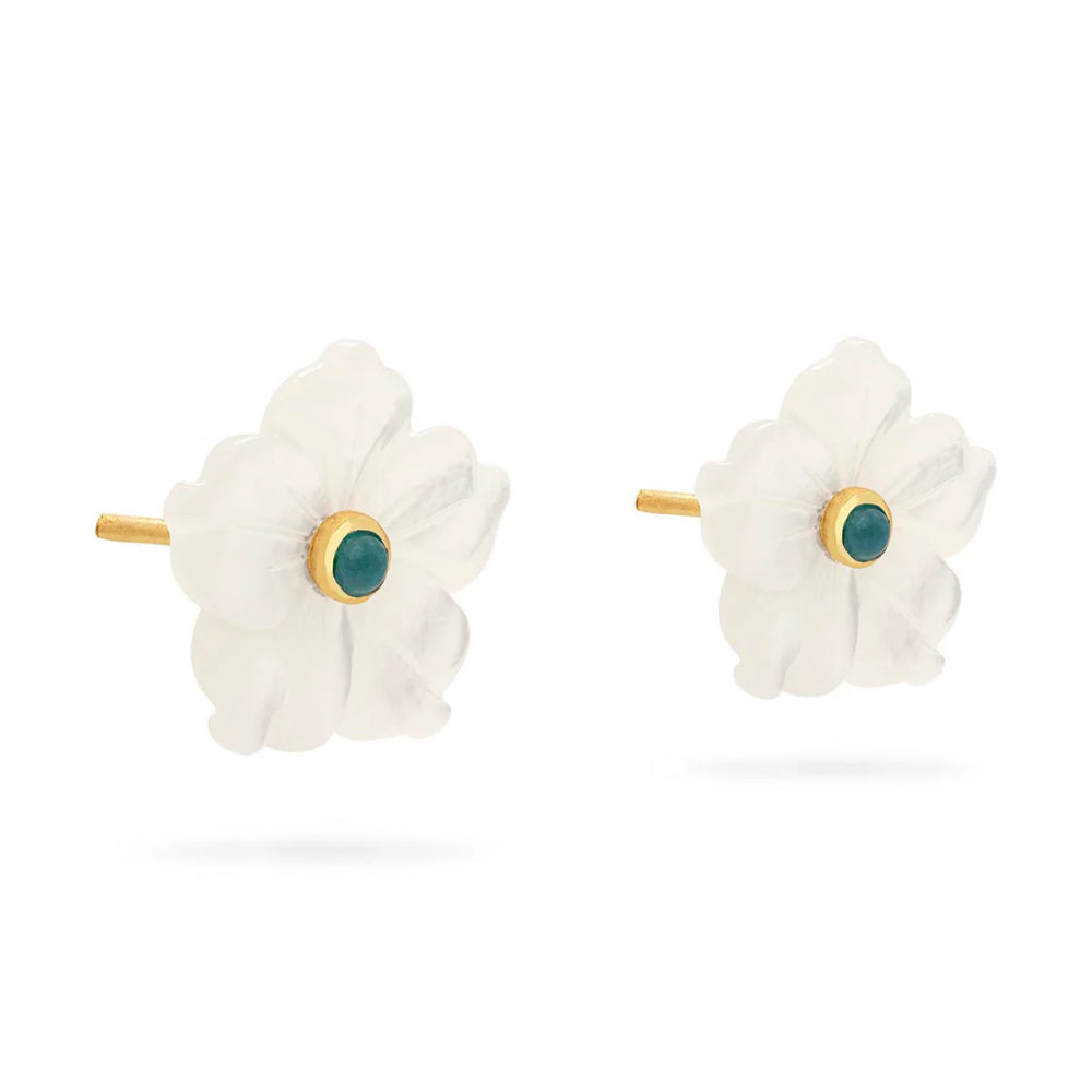 Capucine De Wulf Convertible Mermaid Garden Bouquet Post Earrings - Mother of Pearl & Ocean Jade Jewelry for Women | Wedding, Party, and Special Occasion Accessories