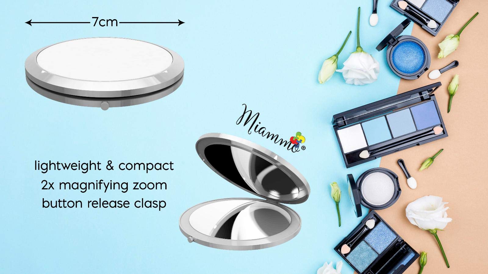 Grungy Monster Alien Character (Style 2B) Compact Folding Pocket Mirror - Silver Round Circle Shape for Cosplay, Halloween Costume & Gothic Makeup