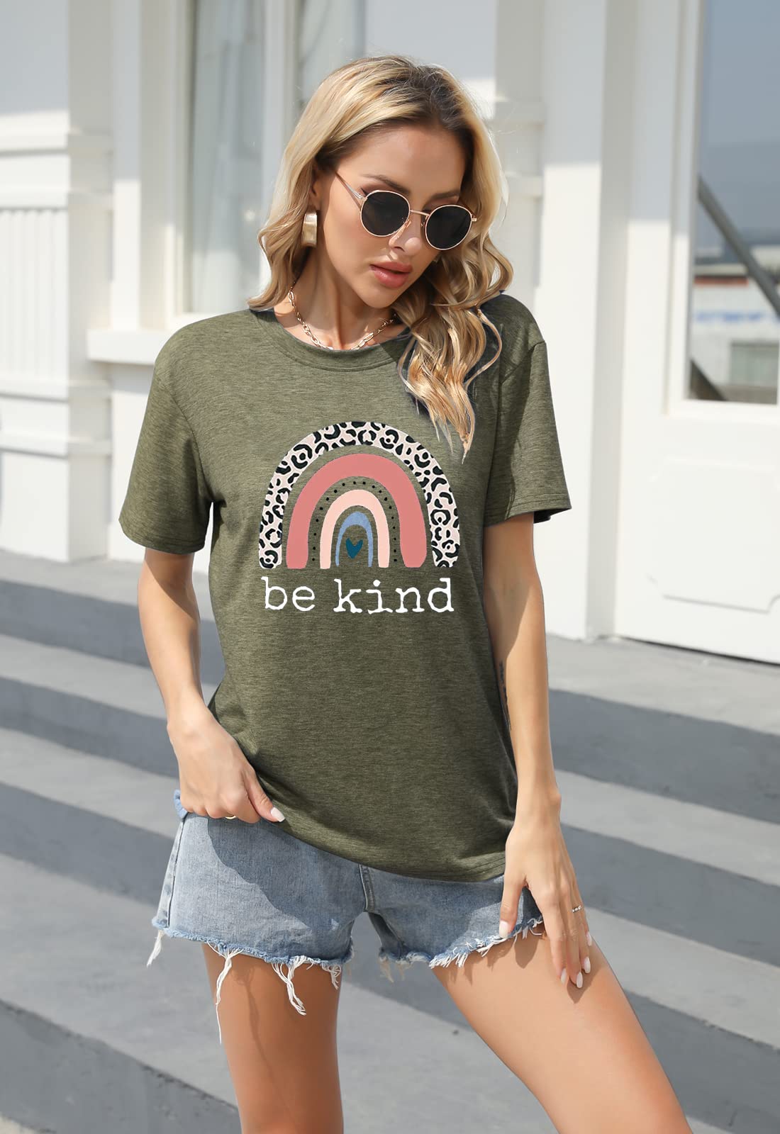 Be Kind Graphic T-Shirt for Women - Short Sleeve Summer Casual Top - Loose Fit Teacher Tee - Perfect for Classroom, Work, and Everyday Wear