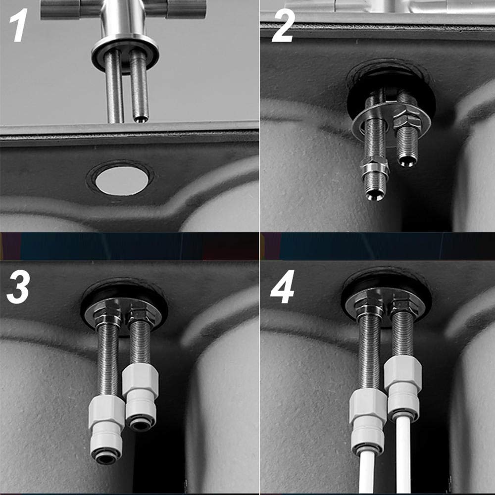 304 Stainless Steel Reverse Osmosis Water Filter Faucet - Gooseneck Drinking Water Purifier for Kitchen Sink with 1/4