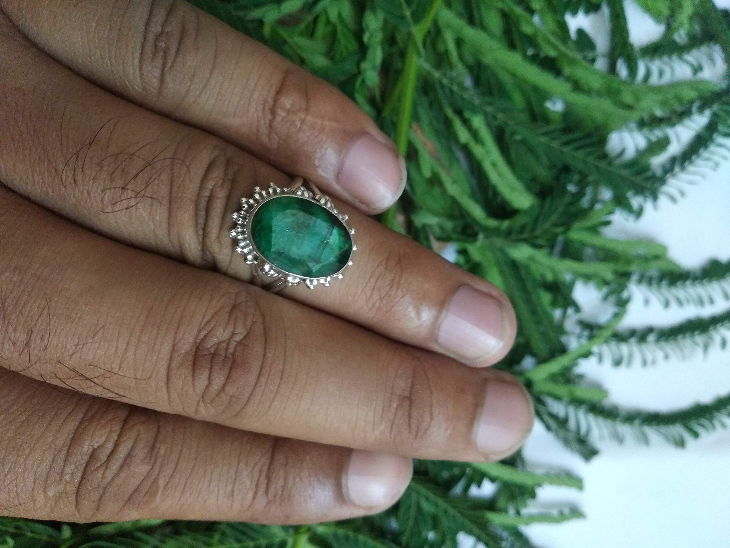 Emerald Sterling Silver Ring - May Birthstone Statement Jewelry for Women | Art Deco Boho Engagement, Promise & Bridesmaid Gift | Perfect for Weddings, Anniversaries & Special Occasions