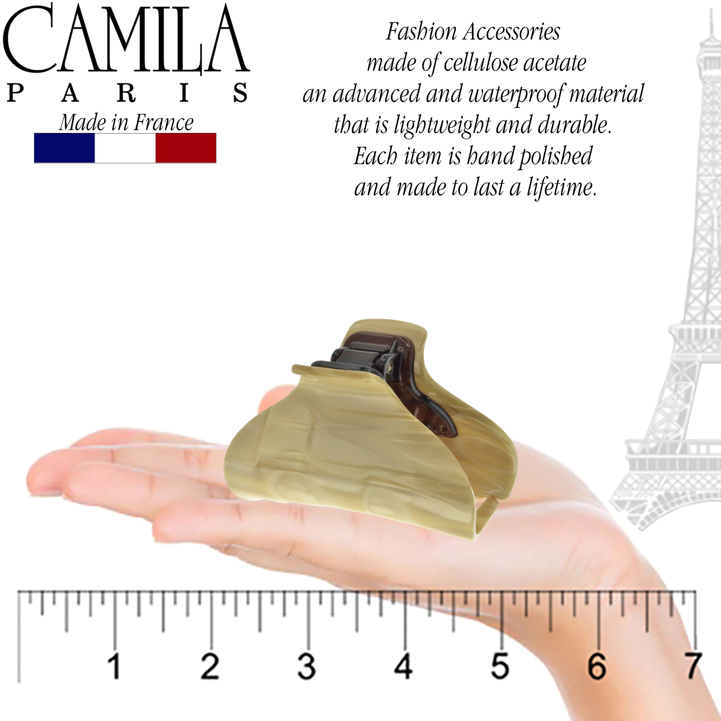 Camila Paris CP2125 French Hair Clip for Women - Strong Hold No Slip Grip Hair Claw Clips for Long Curly Wavy Hair, Beige Hair Accessories Made in France | Perfect for Office, Wedding & Everyday Styling