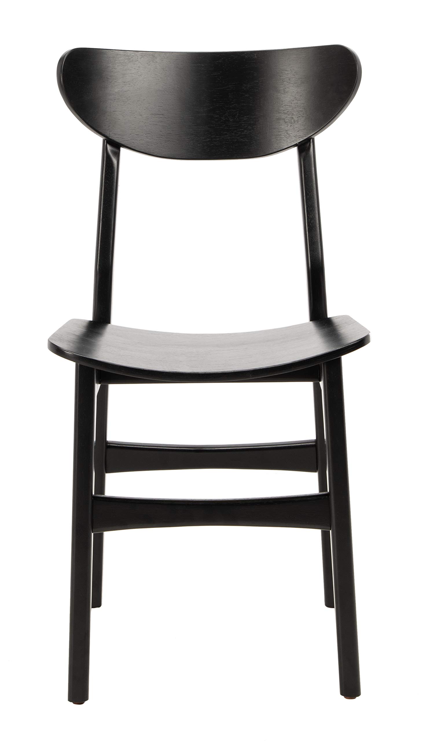 Safavieh Lucca Retro Black Wood Dining Chairs - Set of 2 for Kitchen, Dining Room & Breakfast Nook - Mid Century Modern Style Wooden Chairs with Upholstered Seat