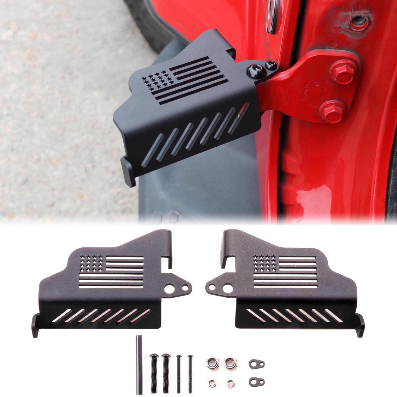 2007-2025 Jeep Wrangler JK JL Metal Foot Pegs - Heavy Duty Exterior Accessories for 2/4 Door Models (1 Pair with Flag Design) - Perfect for Off-Roading & Adventure Trips