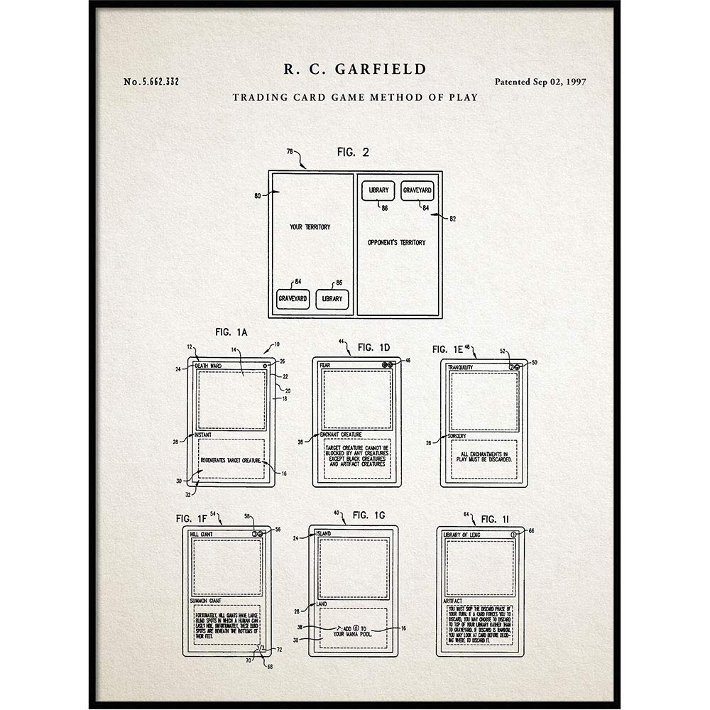 Magic The Gathering 1997 Card Game Patent Print Art - Unique Geek & Fantasy Gift for Teenagers & Collectors - Perfect for Home Decor, Gaming Rooms & Fan Gifts