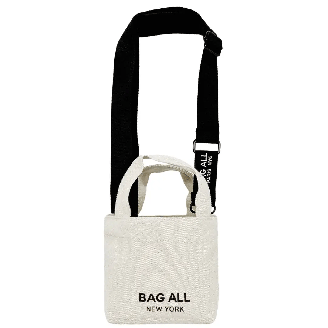 Mini Tote Bag with Adjustable Strap & Inner Pocket - Cream Crossbody Purse for Women, Perfect for Shopping, Beach & Daily Essentials