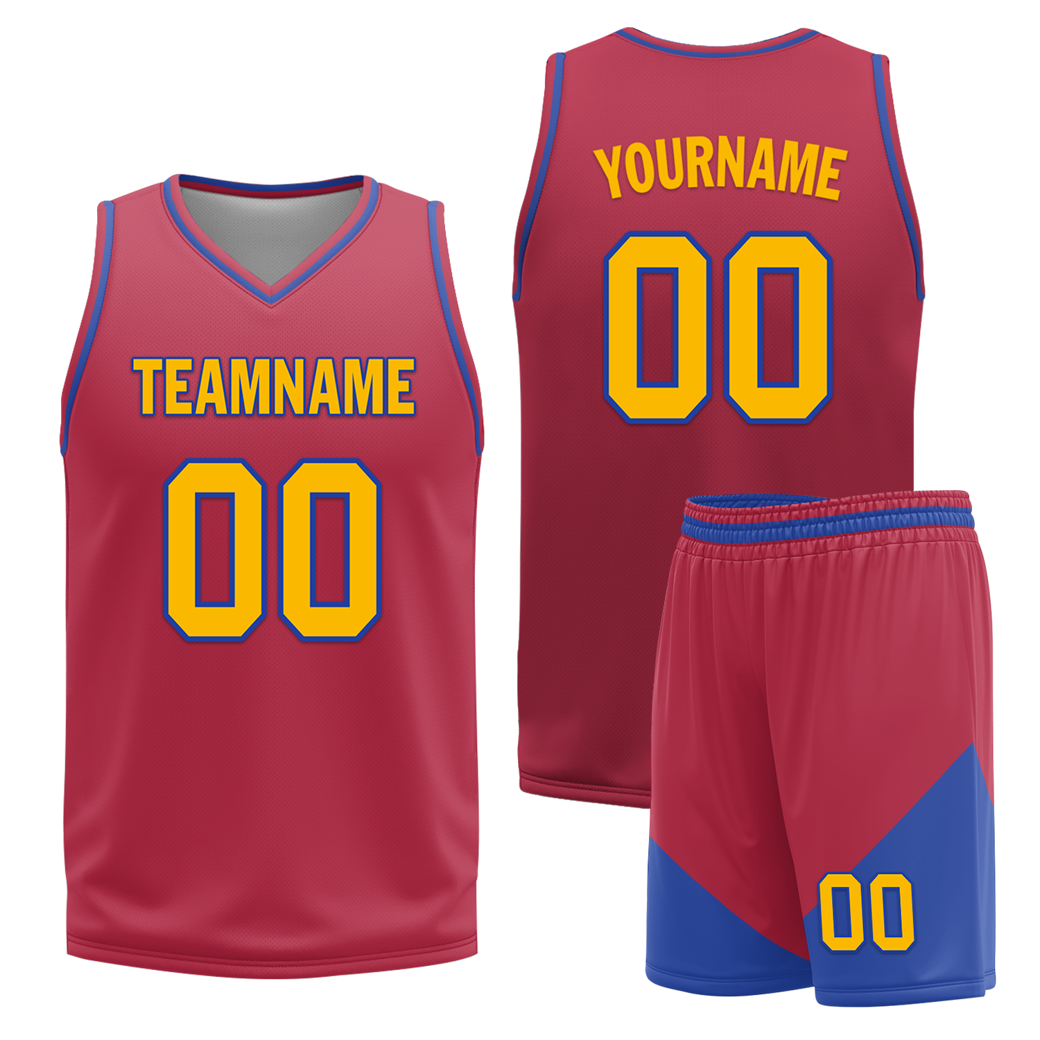Custom Blue & Red Reversible Basketball Jersey - Personalized COOLMAX BBJR D017029 - Breathable & Moisture-Wicking for Team Games & Training