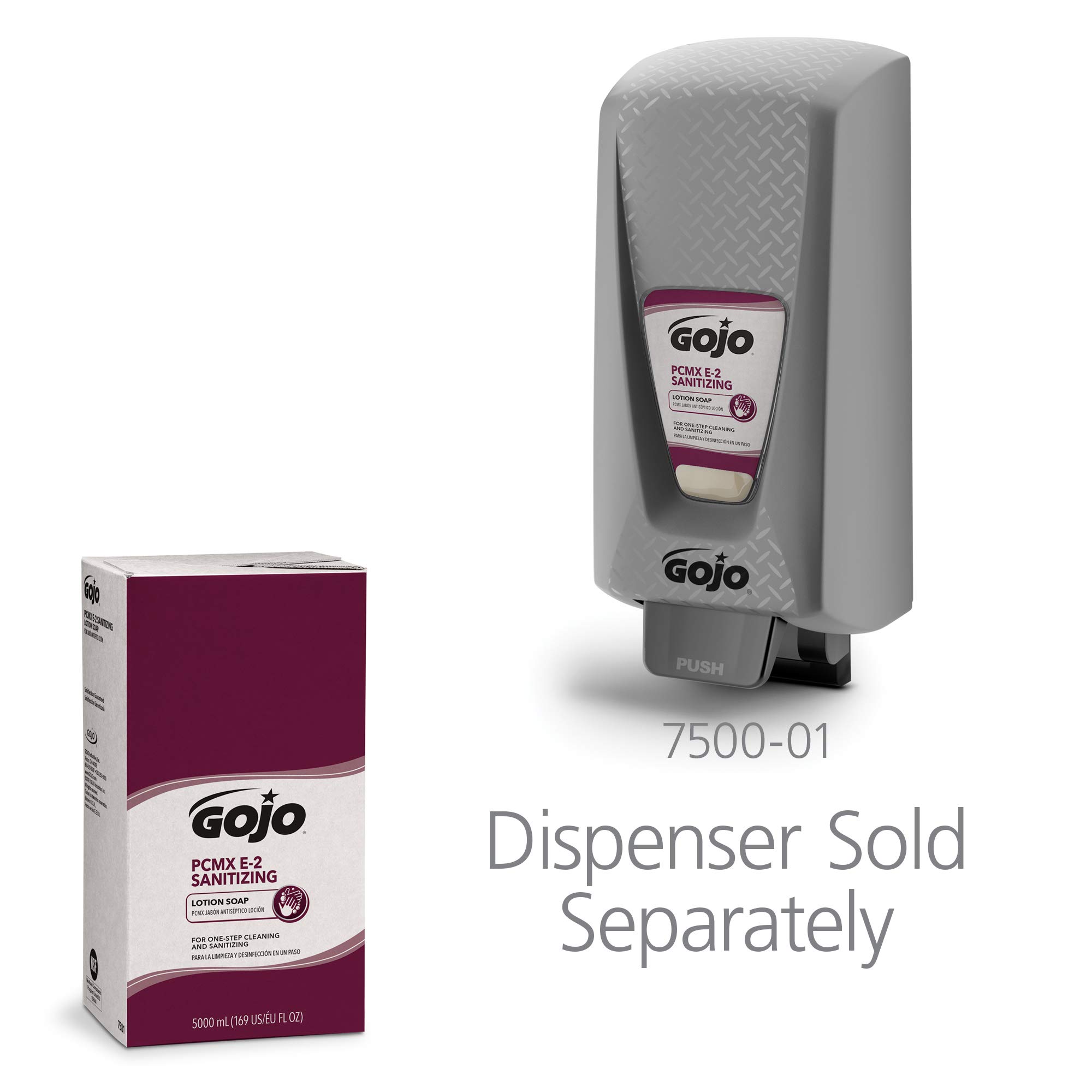 GOJO PCMX E2 Antibacterial Hand Soap Refill, Fragrance Free, 5000 mL (Pack of 2) - Sanitizing Lotion for Hospitals, Clinics & Food Service | PRO TDX Push-Style Dispenser Compatible