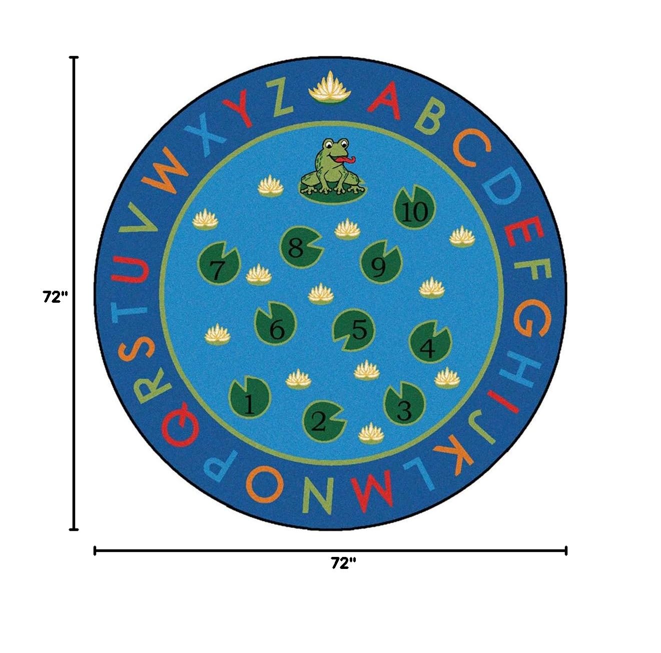 Hip Hop to The Top Educational Kids Room Rug - 6ft Round Blue Literacy & Counting Carpet for Classroom & Playroom | Perfect for Learning, Play & Decor