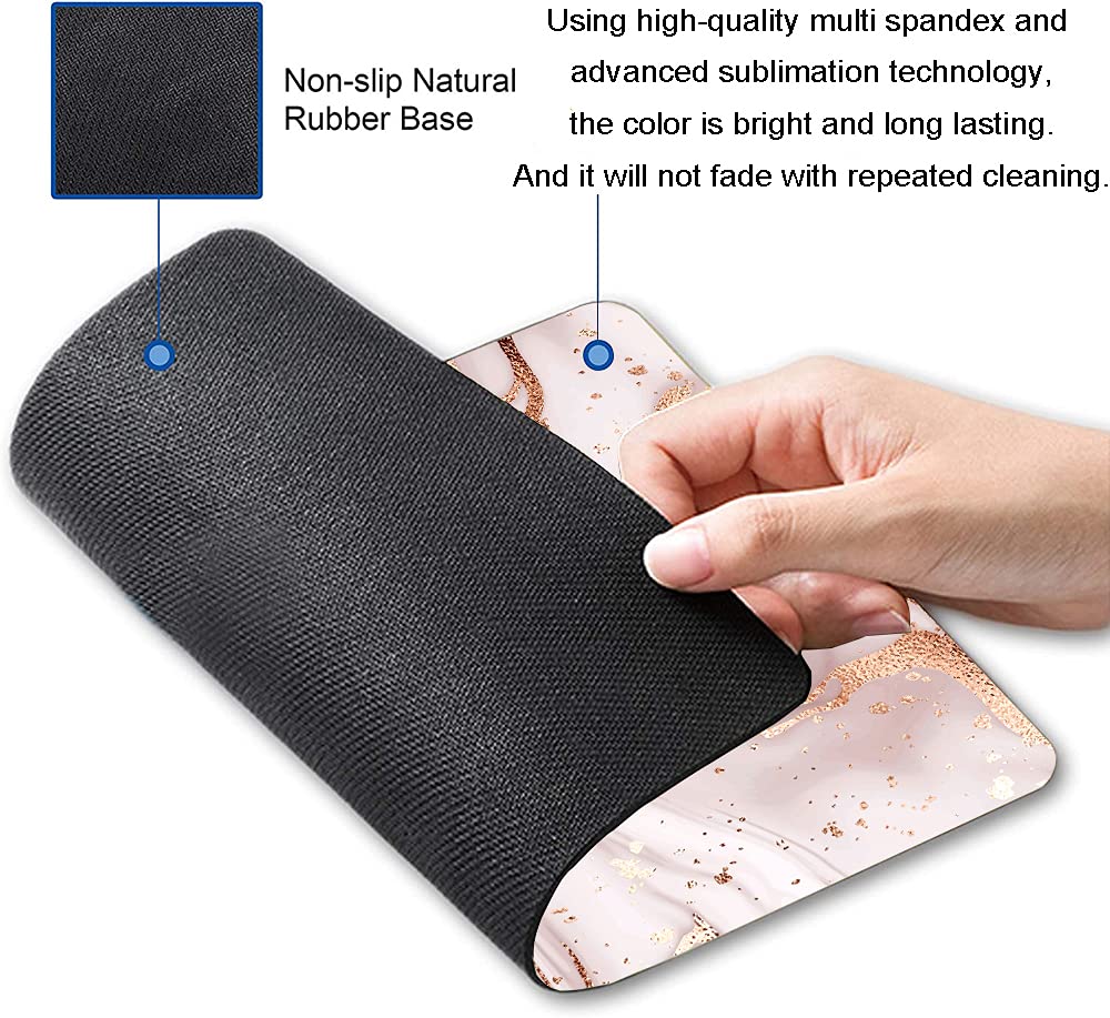 Rose Gold Marble Mouse Pad - Personalized Non-Slip Waterproof Mousepad with Custom Designs for Computer & Laptop - Smooth Rubber Base for Office, Gaming & Home Workspace