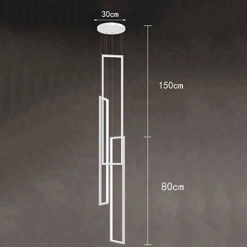 Modern Rectangular Pendant Lights for Staircase Chandelier - Elegant LED Lighting Fixture for Home & Foyer Decor - Perfect for Hallway, Entryway, and Stairwell Illumination