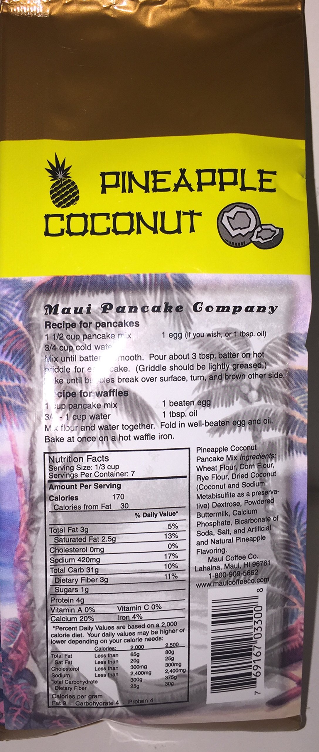 Maui Pancake Pineapple Coconut Mix - Hawaiian Breakfast Blend for Fluffy Pancakes & Waffles - Perfect for Family Brunches & Tropical-Themed Breakfasts