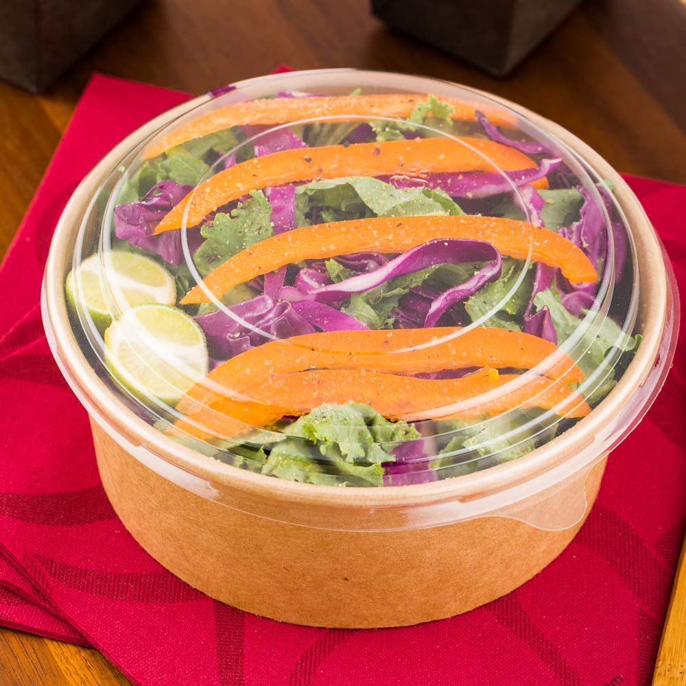 50-Pack Leak-Proof Bio Tek Clear Plastic Lids for 25oz Salad Bowls & Takeout Containers | Disposable Food Storage Lids | Perfect for Restaurants, Meal Prep & Leftovers