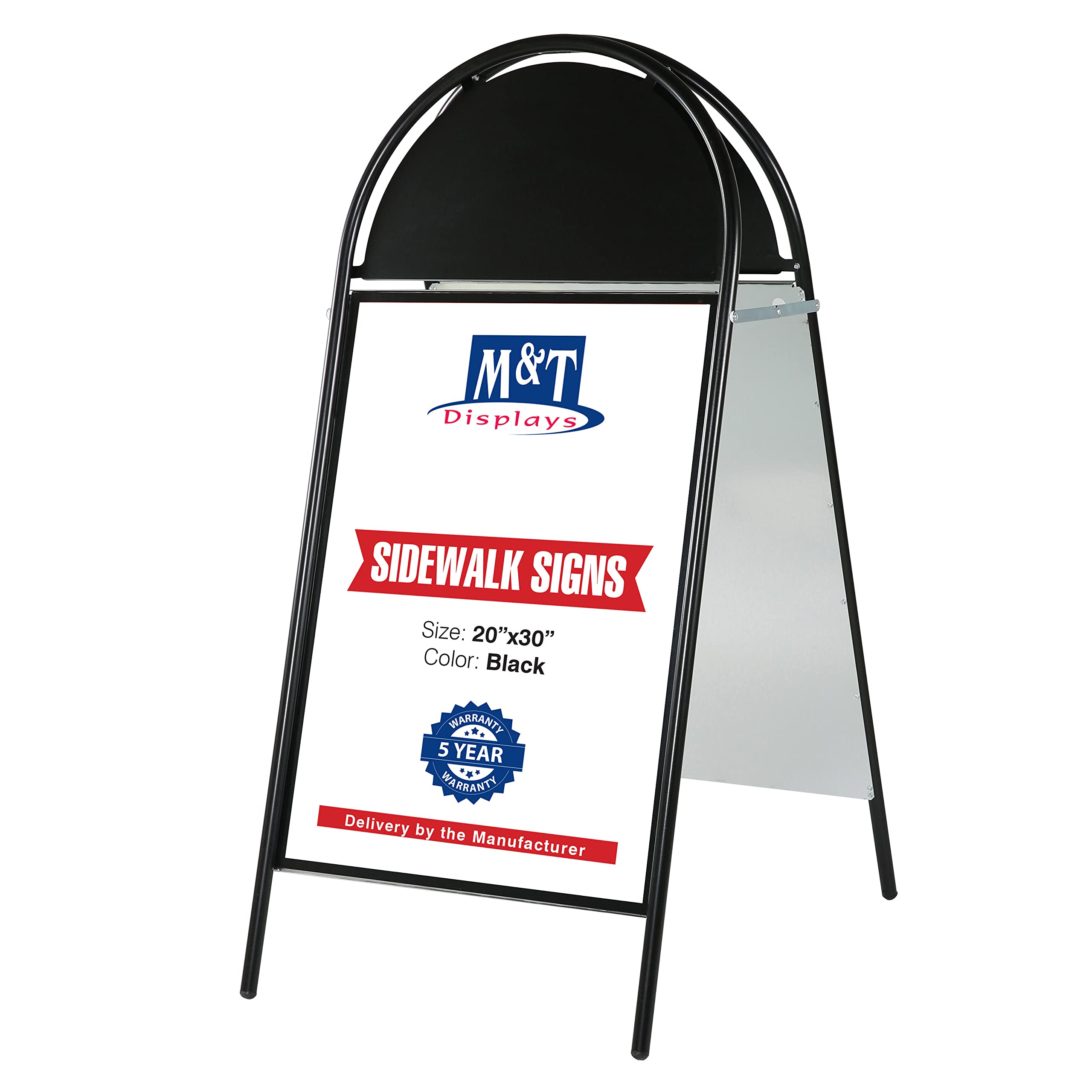 Double-Sided 20x30 Inch Sandwich Board Sign - Black A-Frame Sidewalk Menu Display with Magnetic Cover & Header | Perfect for Restaurants, Cafes, and Retail Stores Outdoor Advertising