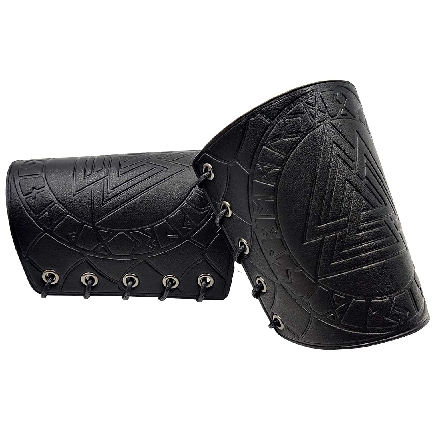 Viking Leather Bracers - Medieval Knight Arm Guards, LARP PU Leather Gauntlet, Embossed Armor Wristband for Cosplay & Renaissance Fairs | Perfect for Historical Reenactments, Role Playing Games and Medieval Costume Accessories