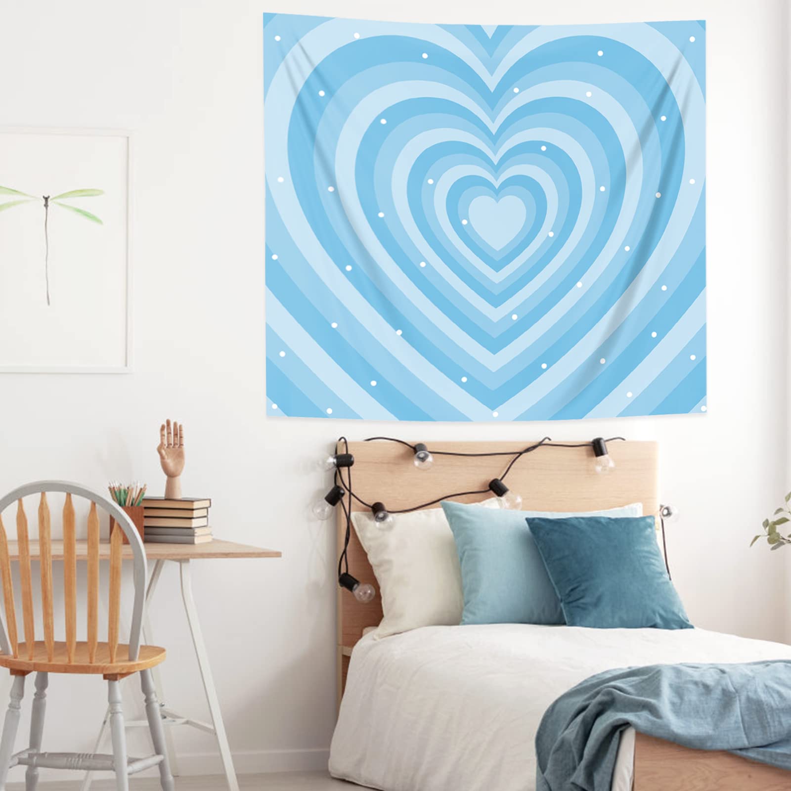 Pecfamly Cute Baby Blue Tapestry - Light Blue Aesthetic Wall Decor for Teen Girls Bedroom | Kawaii Room Decor for Dorm, Nursery & Cozy Spaces