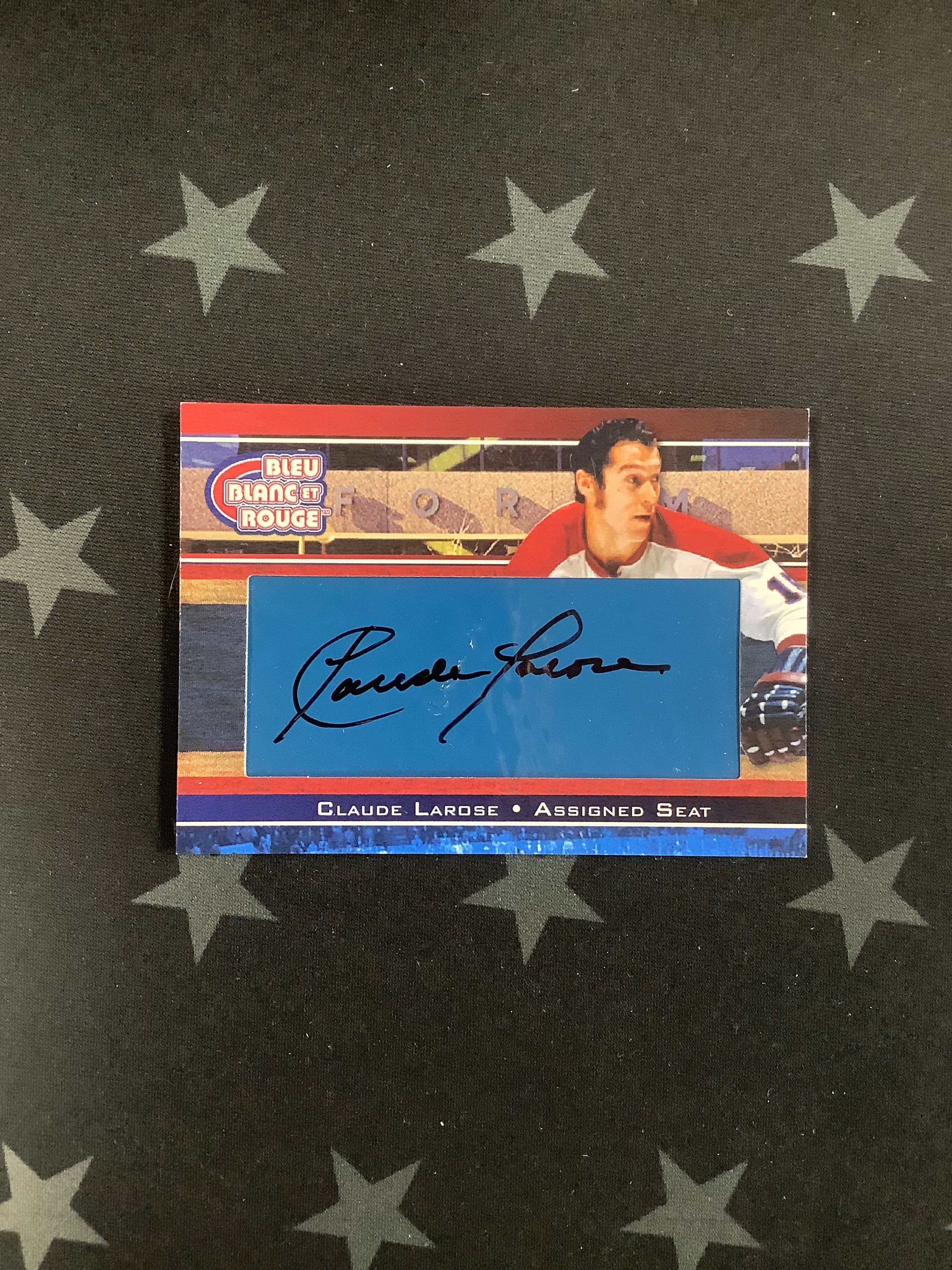 2018 President's Choice Bleu Blanc et Rouge Claude Larose Assigned Seat Patch Auto/12 - Rare Hockey Collectible for NHL Fans & Memorabilia Enthusiasts