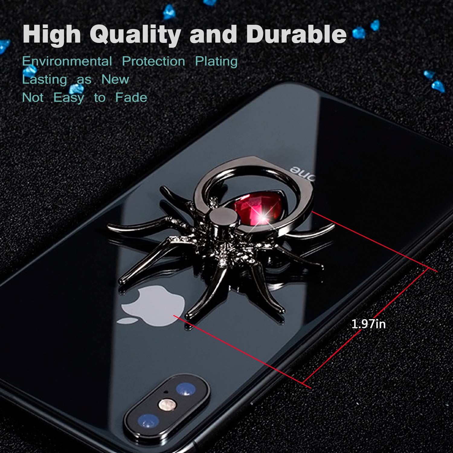360° Rotating Phone Ring Holder Stand - Universal Spider Finger Kickstand with Polished Metal Grip for iPhone, Samsung & Smartphones (Red) - Perfect for Selfies, Watching Videos & Secure Phone Handling