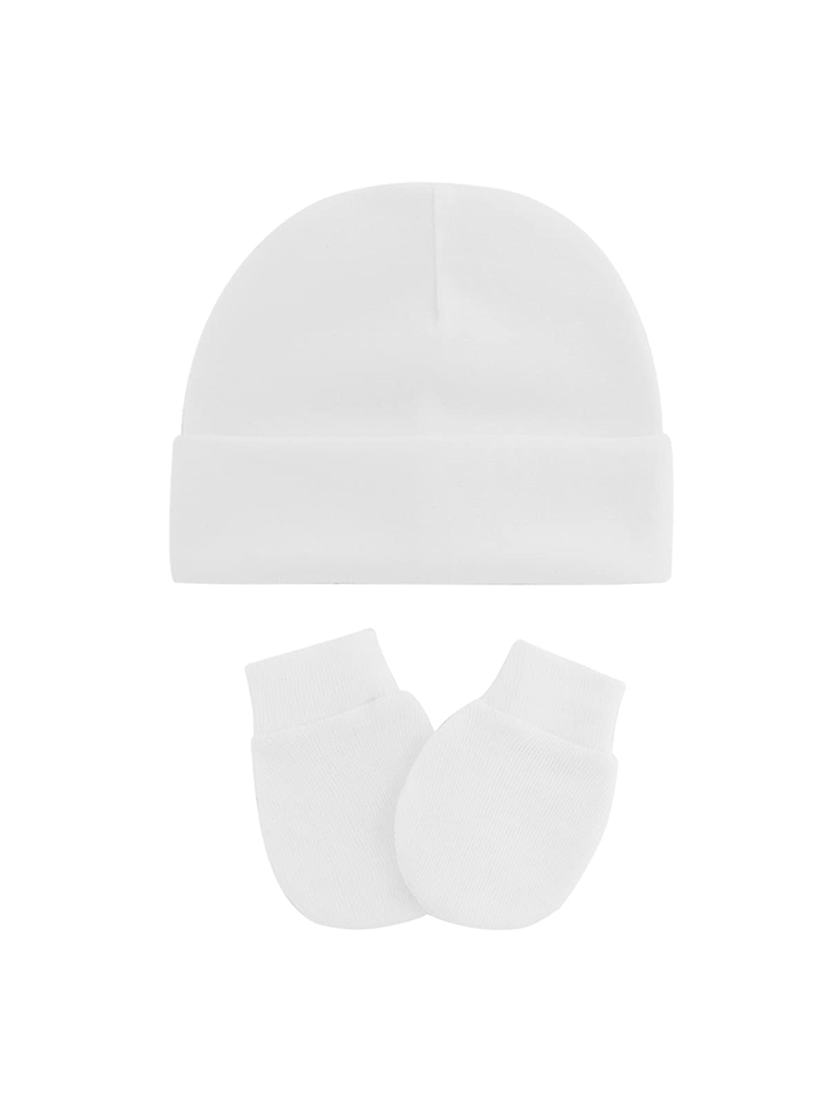 Century Star Soft Cotton Baby Hats & Mittens Set - Unisex Newborn Beanie Caps for Boys & Girls - Anti-Scratch Infant Hospital Hat for 0-12 Months - Perfect for Newborn Photography, Winter Outfits & Gift Giving