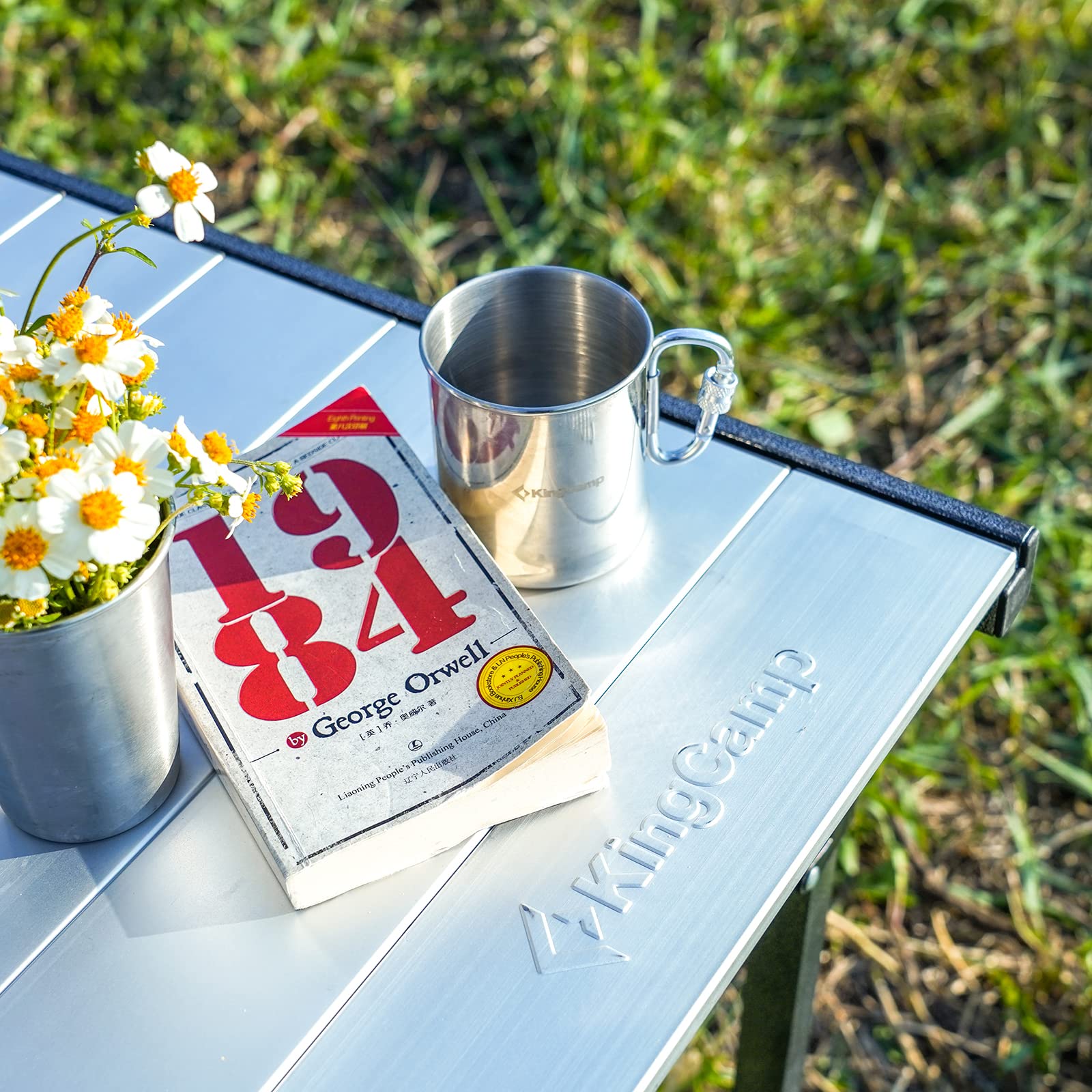 KingCamp Folding Camping Table - Aluminum Roll-Up Camp Table for 6-8 People, Heavy Duty 180 LBS Capacity, Portable Outdoor Picnic Table with Carry Bag - Perfect for Camping, Backyard BBQ, Beach Parties & Tailgating