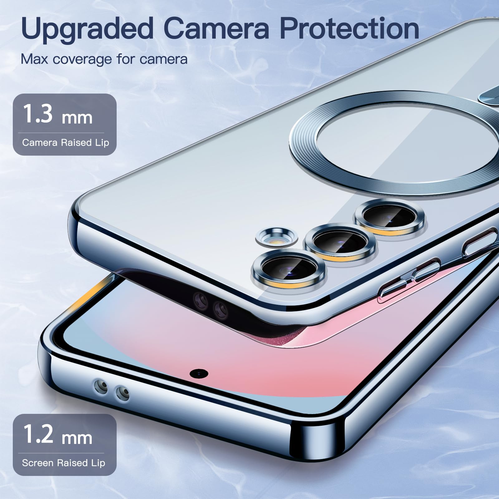 JETech Soft Clear Case for Samsung Galaxy S24 FE - Shockproof TPU Phone Cover with Camera Lens Protection & MagSafe Wireless Charging Compatibility (Blue) - Perfect for Daily Use, Travel, and Outdoor Activities