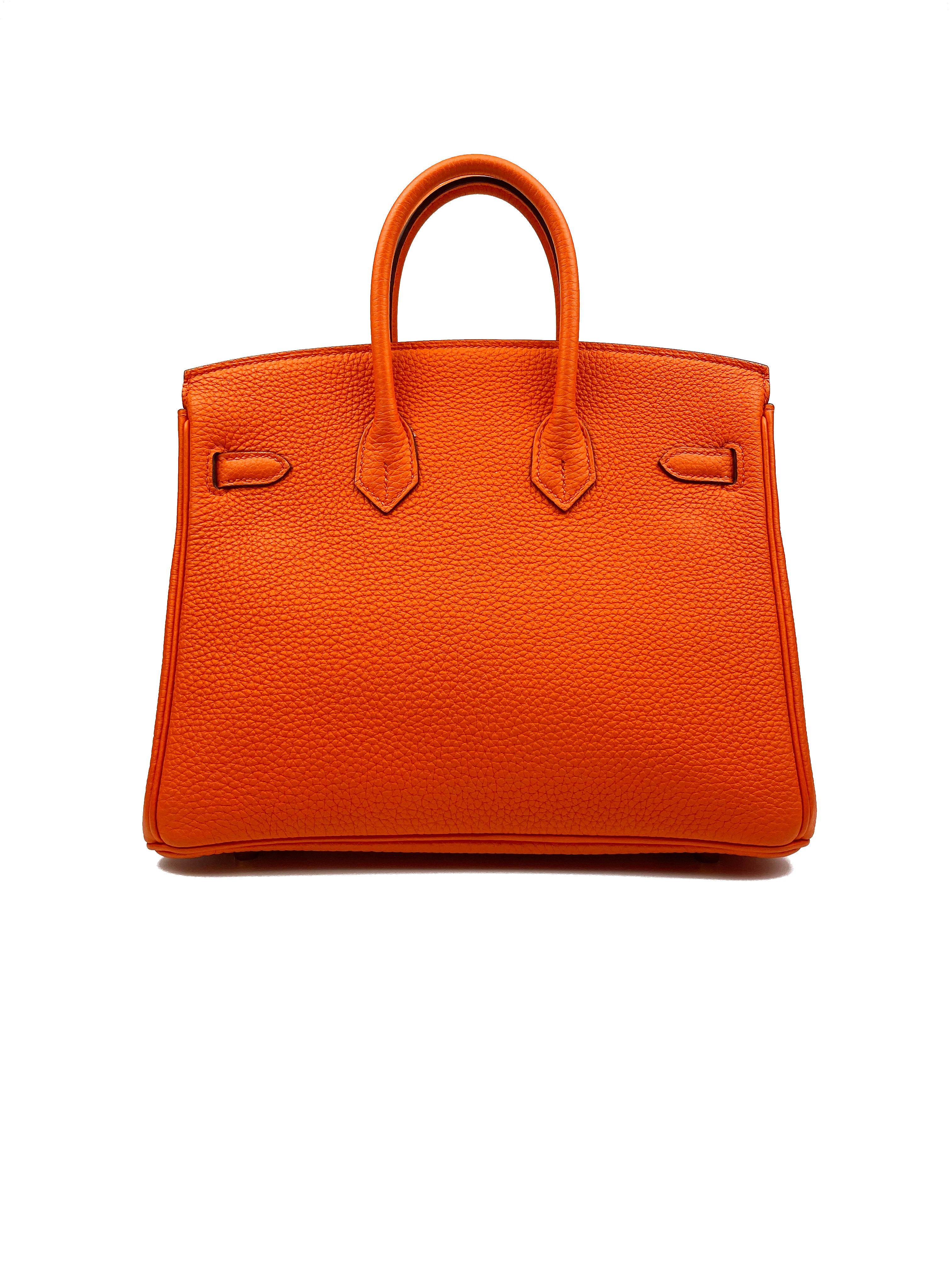 Authentic Hermes Birkin 25 Handbag in Orange - Luxury Togo Leather Top Handle Bag for Women | Perfect for Work, Travel & Special Occasions