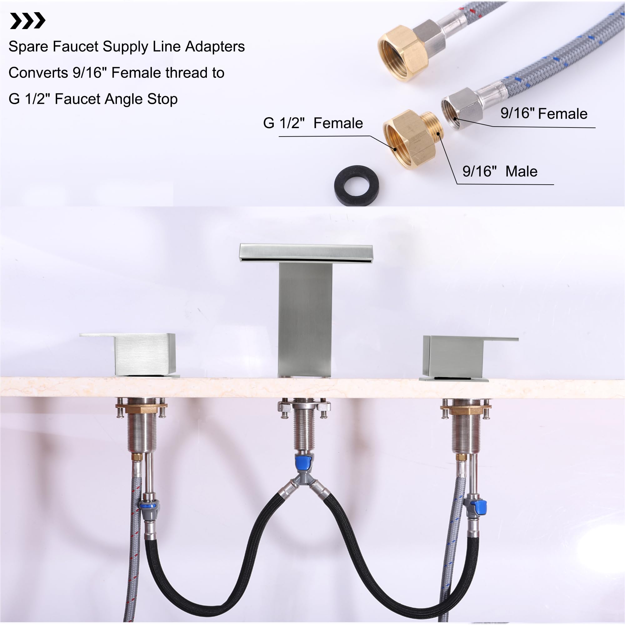 2 Handle Deck Mount Roman Bathtub Faucet Set - Brushed Nickel Finish, High Flow Garden Tub Faucet for Vintage Bathroom & Spa Relaxation