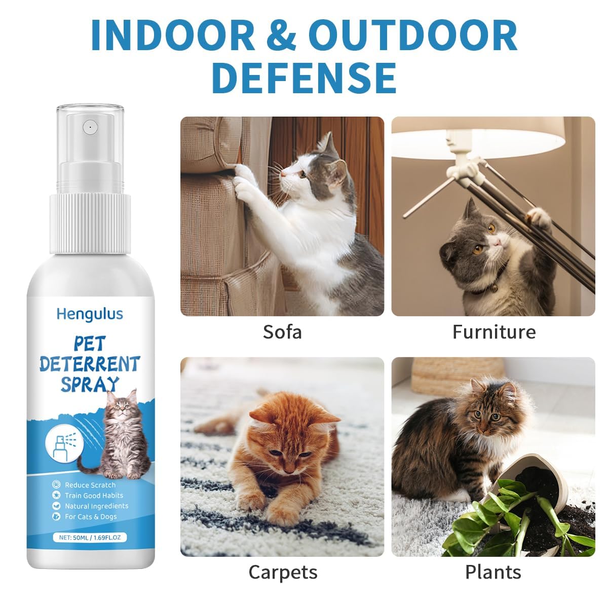 **Natural Cat Deterrent Spray for Indoor & Outdoor Use – Safe & Effective Training Aid for Cats & Kittens – Protects Furniture, Sofas, Curtains from Scratching – Ideal for Pet Owners & Home Use**
