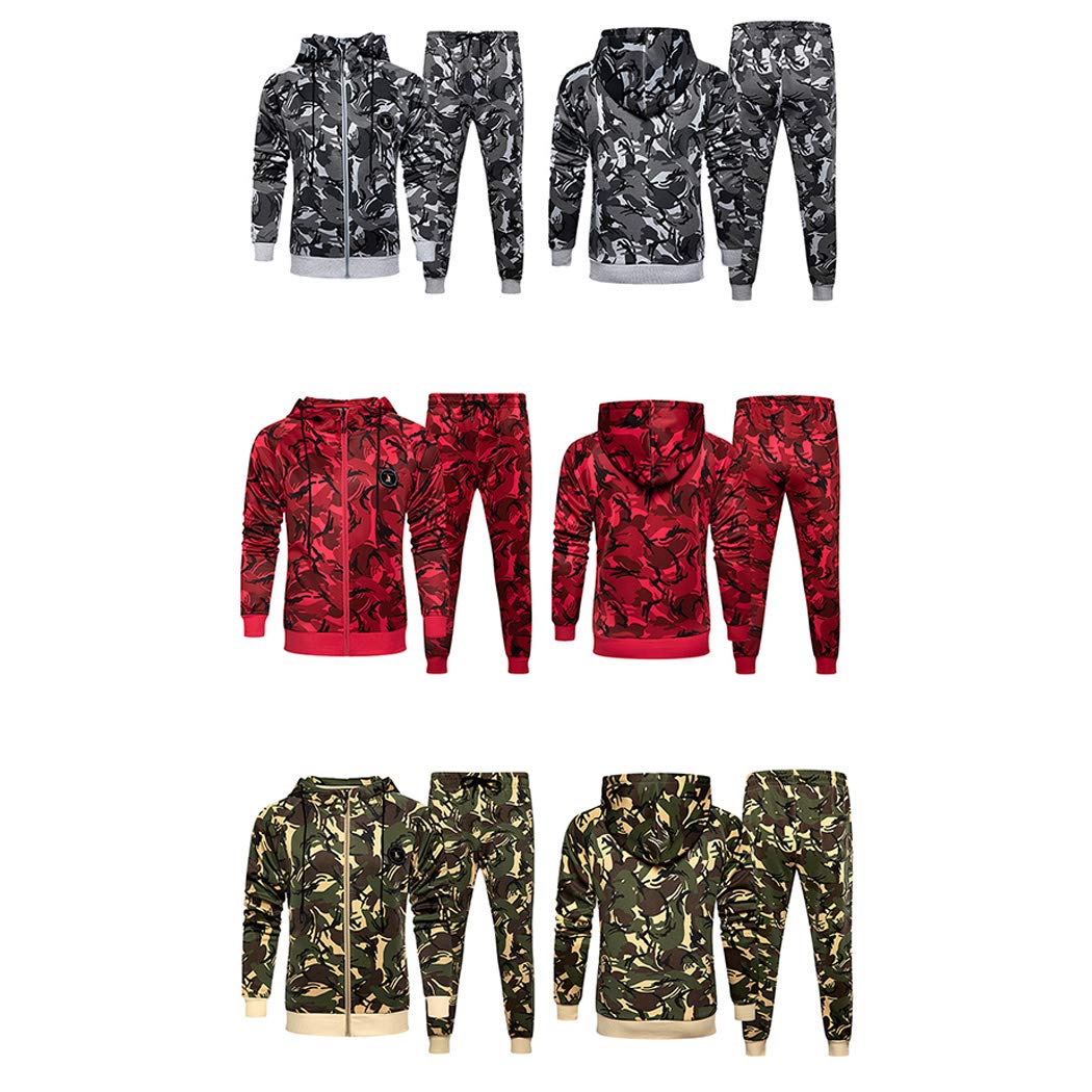 Men's Casual Tracksuit 2-Piece Set - Long Sleeve Hooded Running Jogging Athletic Sportswear for Gym, Workout & Outdoor Activities