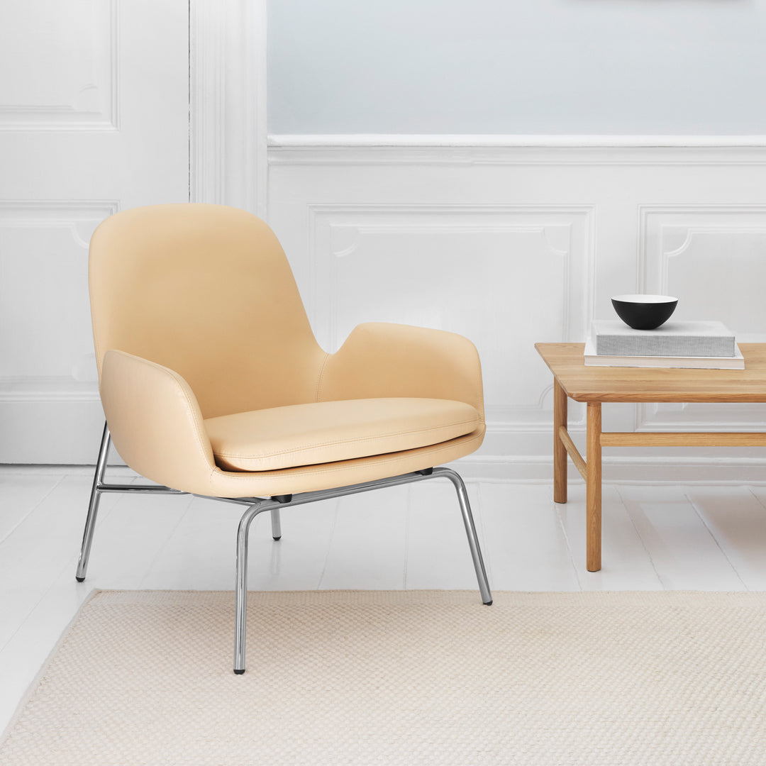 Modern Era Lounge Chair - Low Profile Mid Century Design for Living Room, Bedroom & Office - Comfortable Relaxing Armchair with Wooden Legs