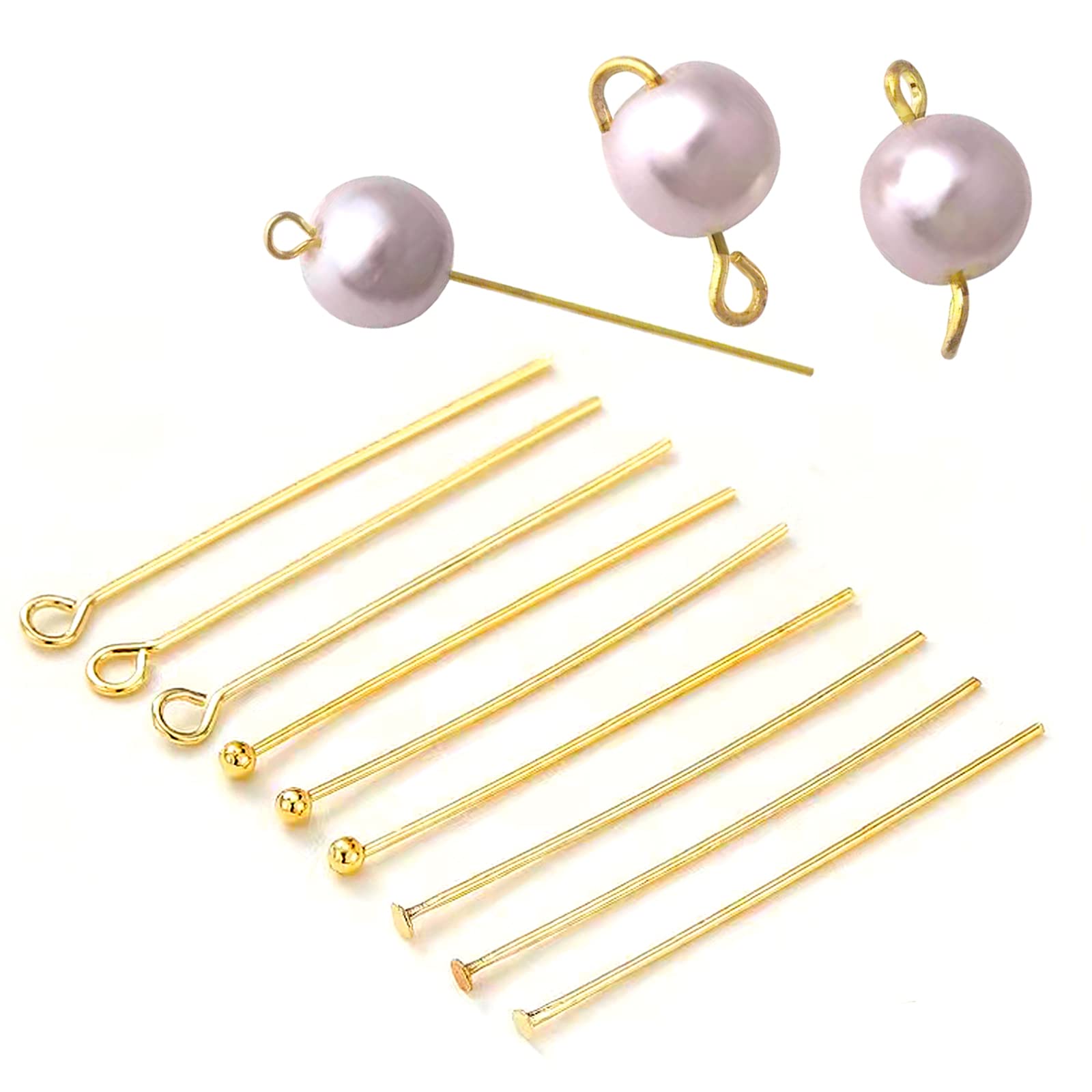 600 Pcs Gold Head Pins for Jewelry Making - 50mm Craft Pins for Earrings, Bracelets & DIY Jewelry Supplies - Perfect for Beading, Wire Wrapping & Handmade Jewelry Designs