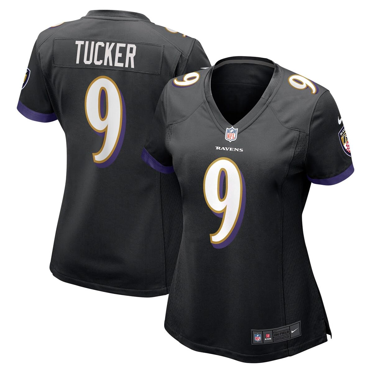 Nike Justin Tucker Baltimore Ravens NFL Women's Black Alternate On-Field Game Jersey - Official Licensed Football Jersey for Women, Perfect for Game Day, Tailgating & Fan Events
