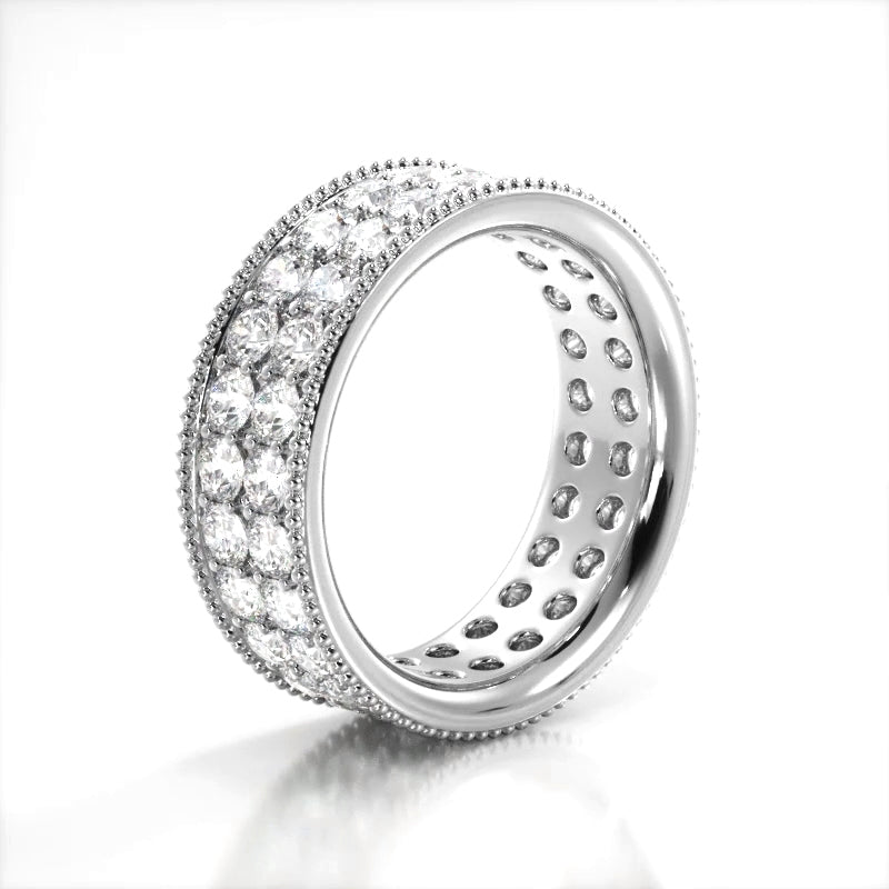 2.50 Carat Round Diamond Milgrain Wedding Band - Elegant Bridal Ring for Engagement, Anniversary & Special Occasions