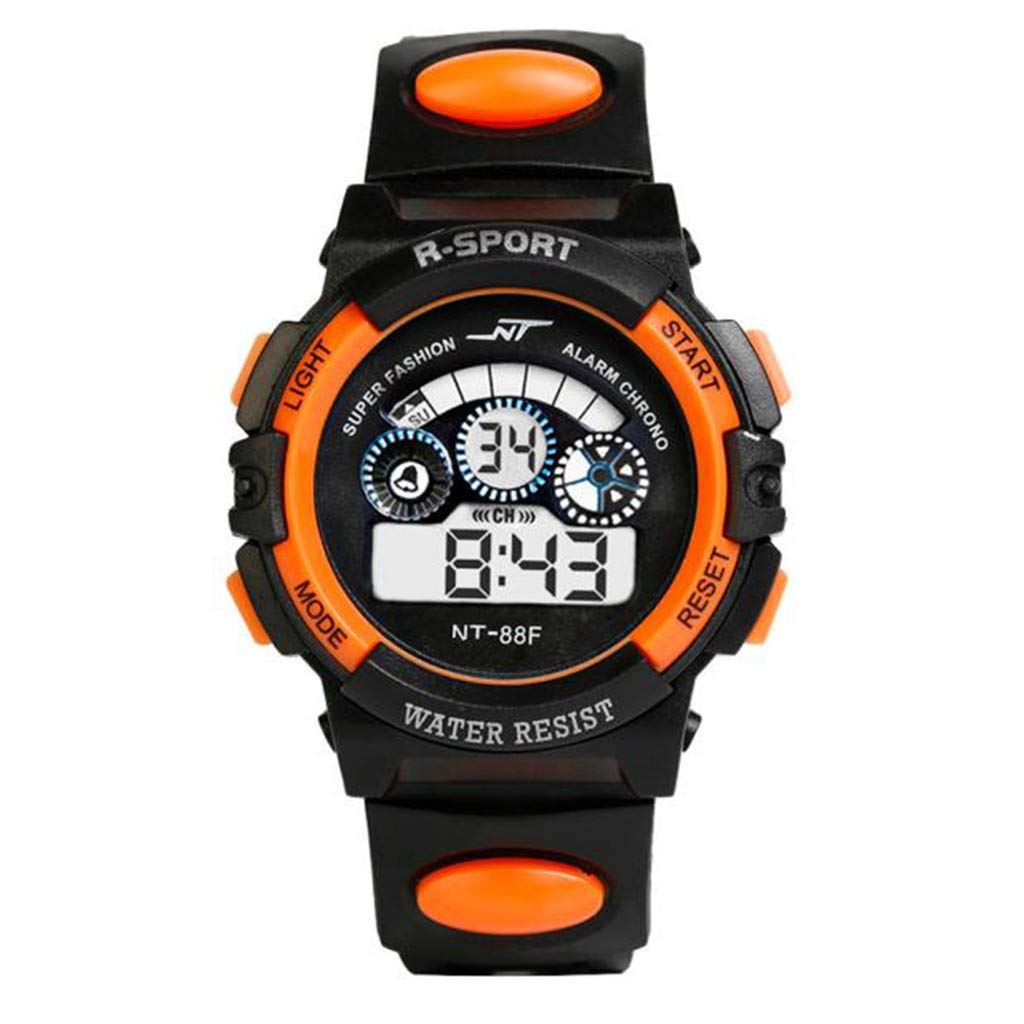 Smart Fitness Watch for Men - Digital LED Sports Watch with Date, Alarm & Waterproof Design - Perfect for Running, Gym & Outdoor Activities (Orange, One Size)