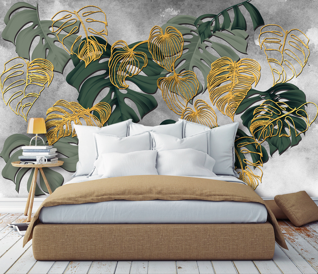 Monstera Leaf Tropical Wallpaper Mural - Self-Adhesive Peel & Stick Wall Decor for Living Room, Bedroom, Office (24