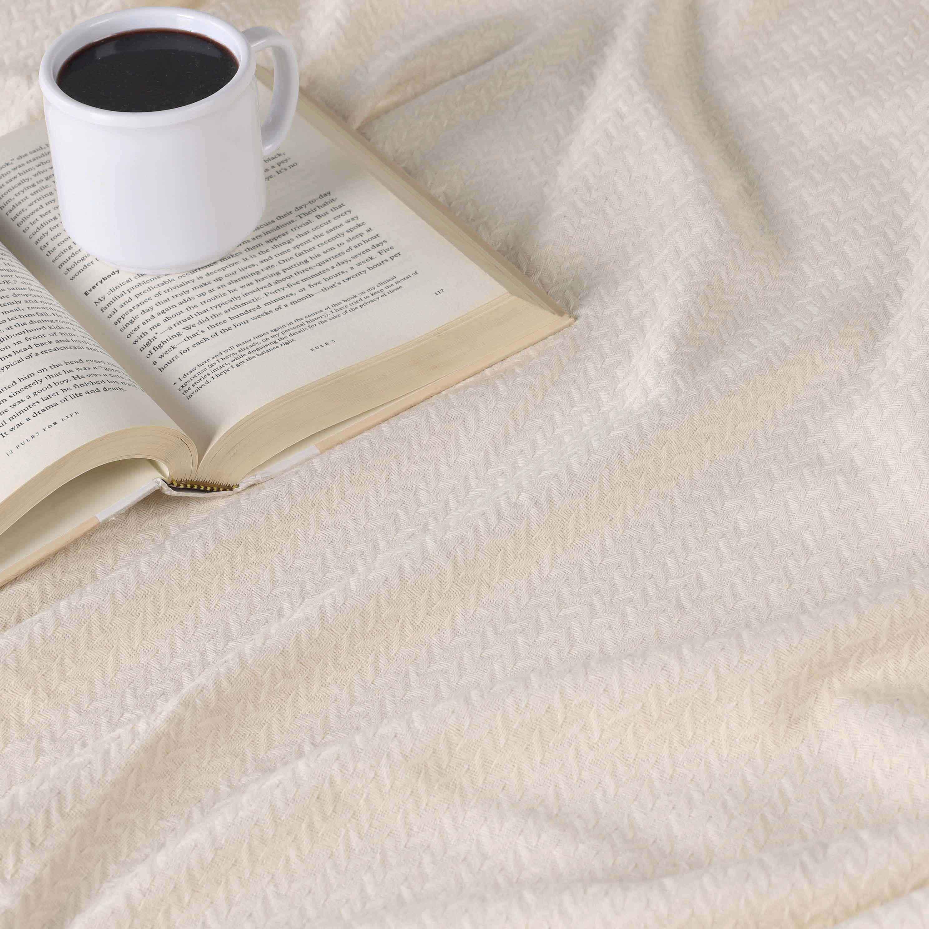Premium Nobel Cotton Textured Chevron Lightweight Woven Blanket - Soft & Breathable Throw for Sofa, Bed, or Outdoor Picnics - Cozy Home Decor & Travel Companion