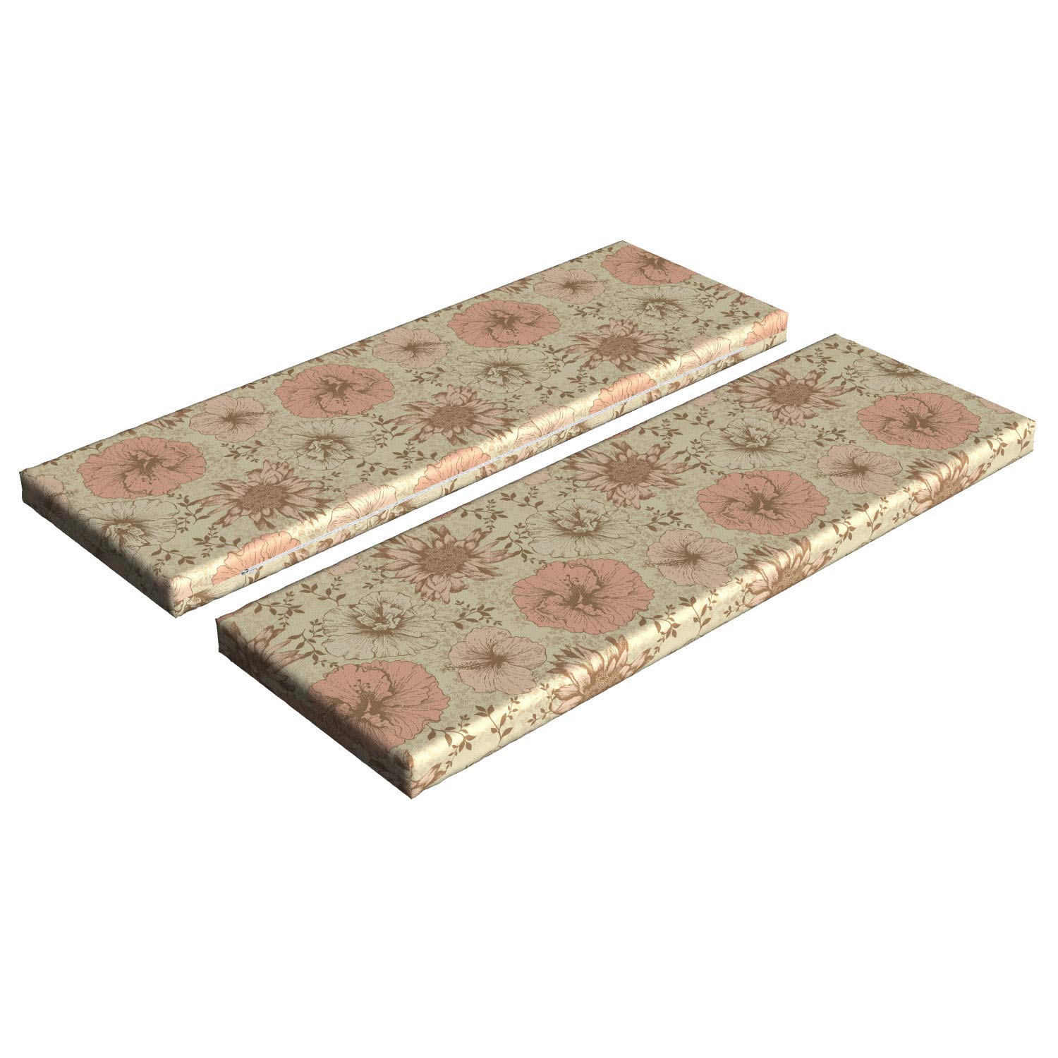 Ambesonne Floral Bench Cushion Set of 2 - Vintage Retro Exotic Hibiscus Design, Standard Size 45