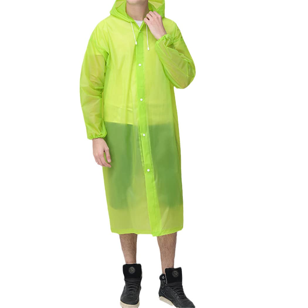 Waterproof Reusable Raincoat for Women & Men - Thickened Clear EVA Hooded Rain Jacket for Outdoor Activities, Hiking, Commuting & Travel