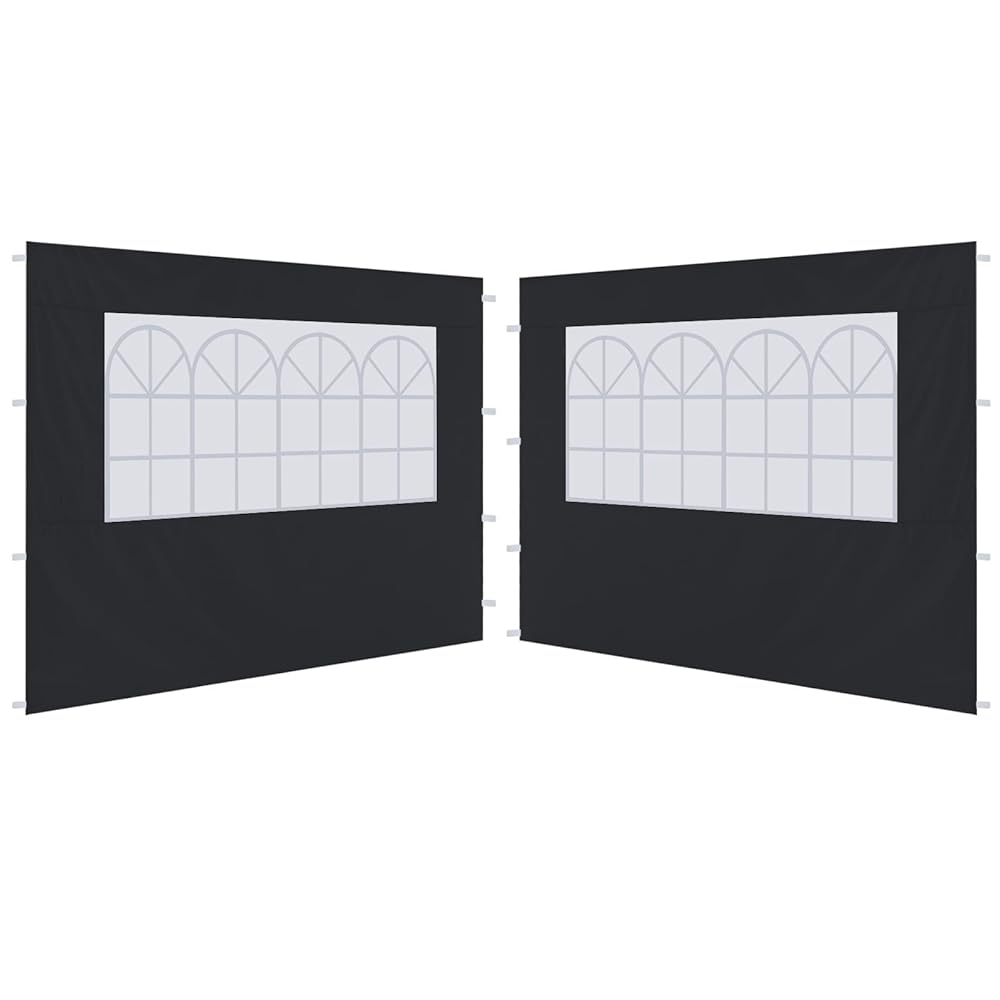 10x10 Canopy Sidewalls with Church Window - 2 Pack Waterproof Tent Walls for Outdoor Events, Parties, and Camping - ABCCANOY