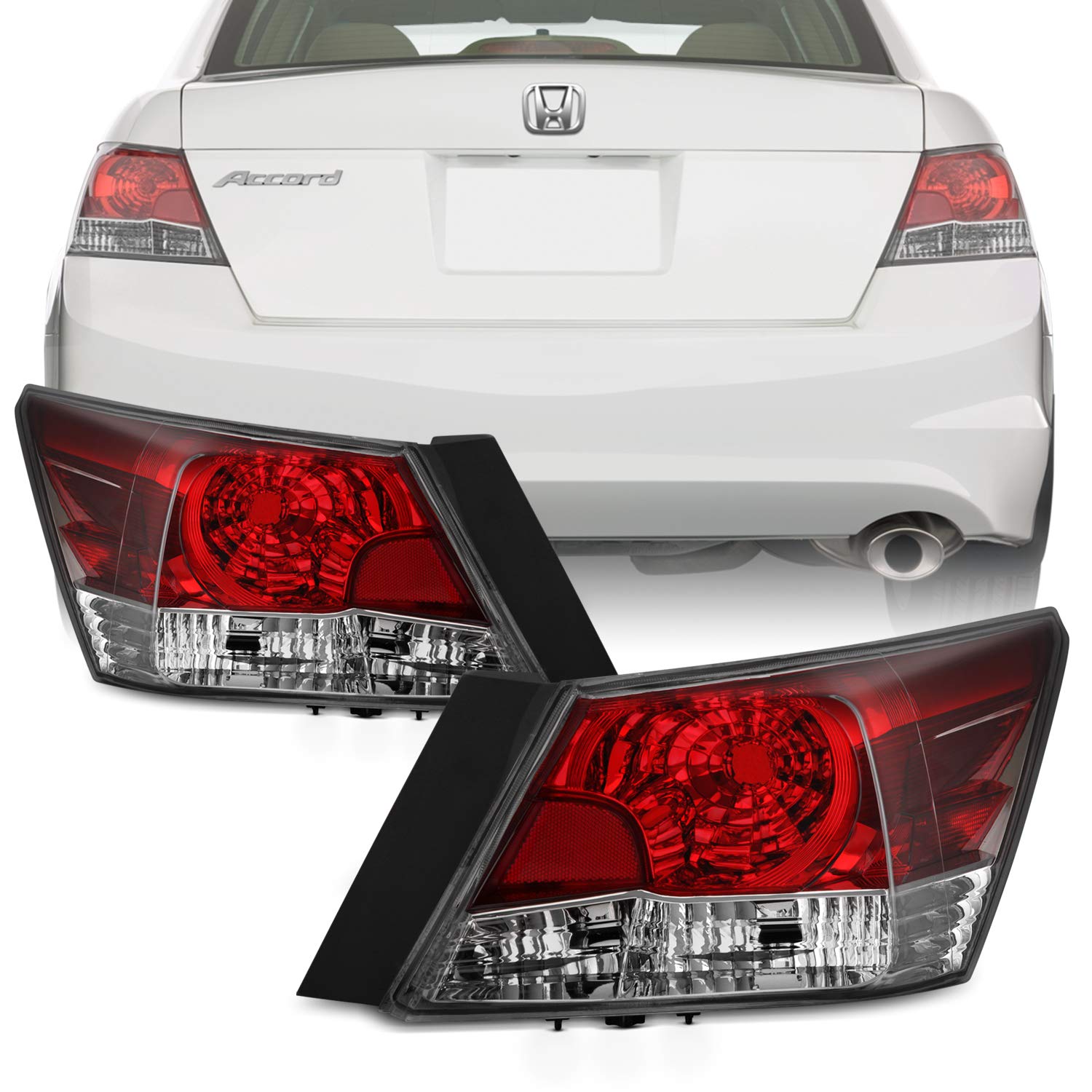 AKKON - OE Style LED Tail Lights Brake Lamps Pair for 2008-2012 Honda Accord Sedan 4-Door (Left Driver + Right Passenger) - Enhanced Safety & Style for Night Driving & Custom Car Upgrades