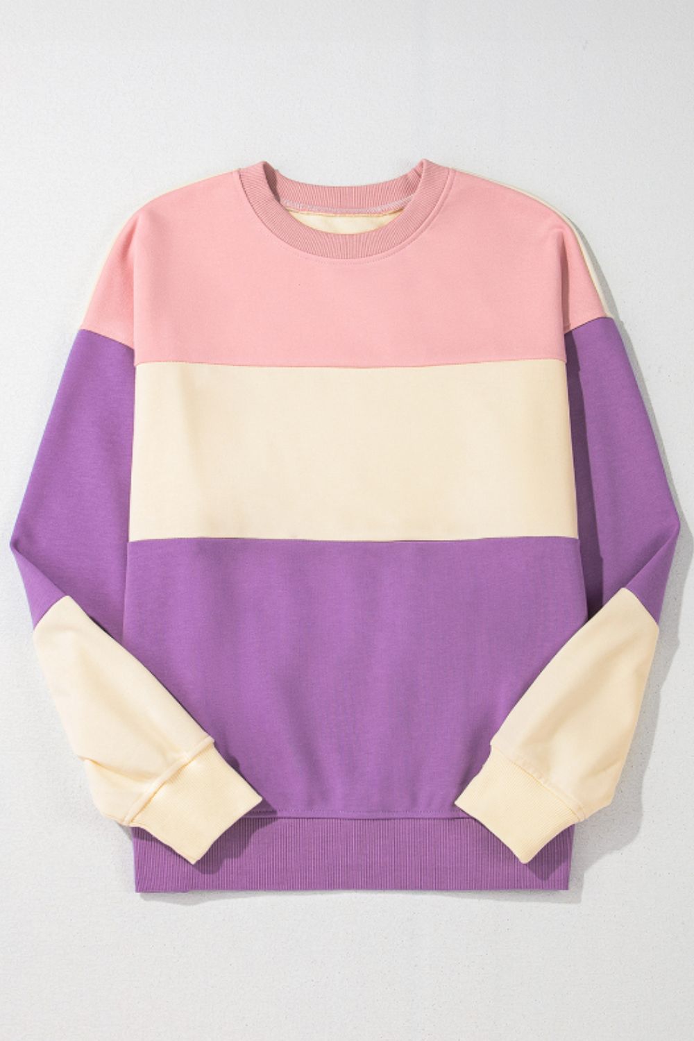 Stylish Contrast Round Neck Long Sleeve Sweatshirt for Women & Men - Cozy Casual Pullover for Fall & Winter Fashion