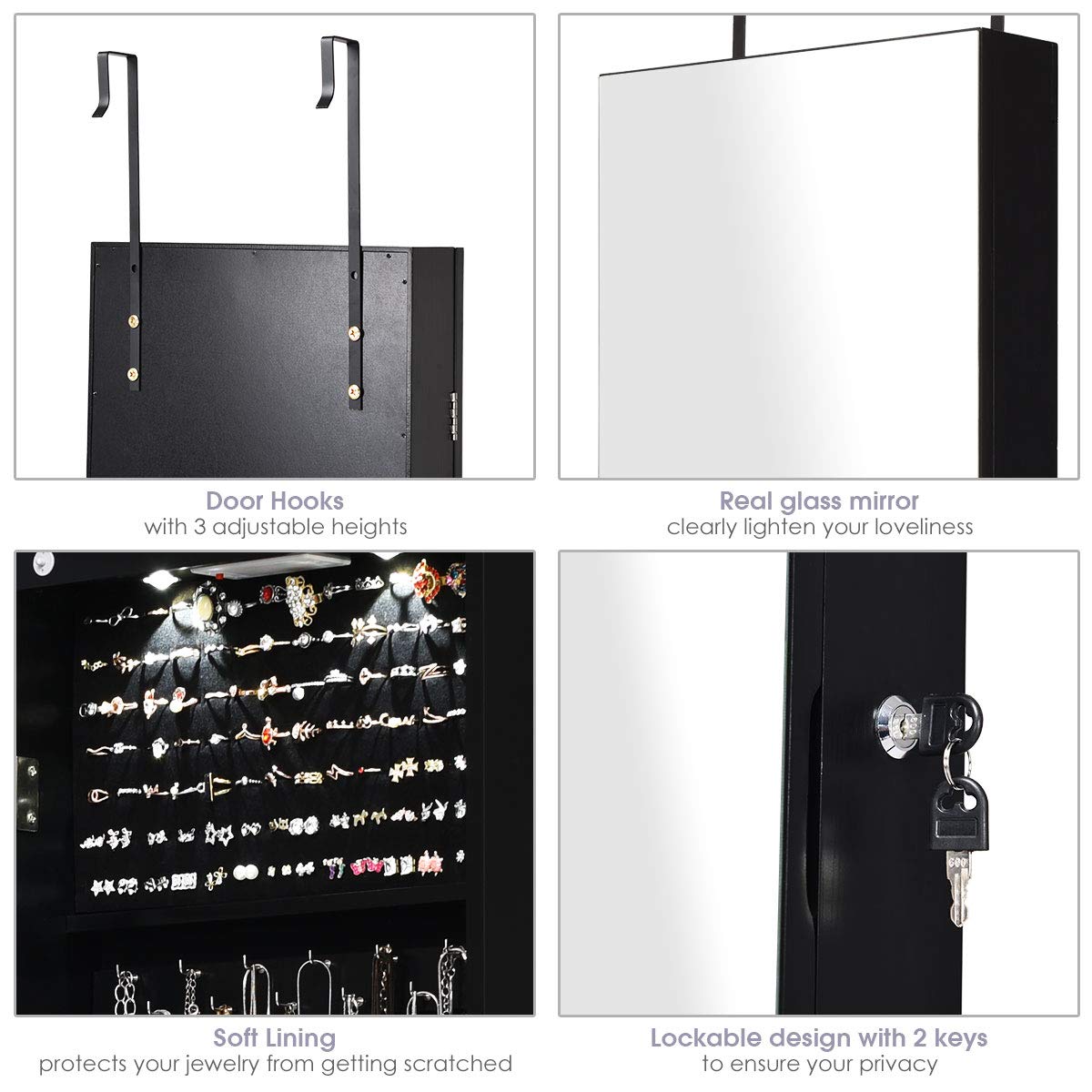 Giantex Wall Mounted Jewelry Armoire Cabinet with Full Length Mirror - 47.5