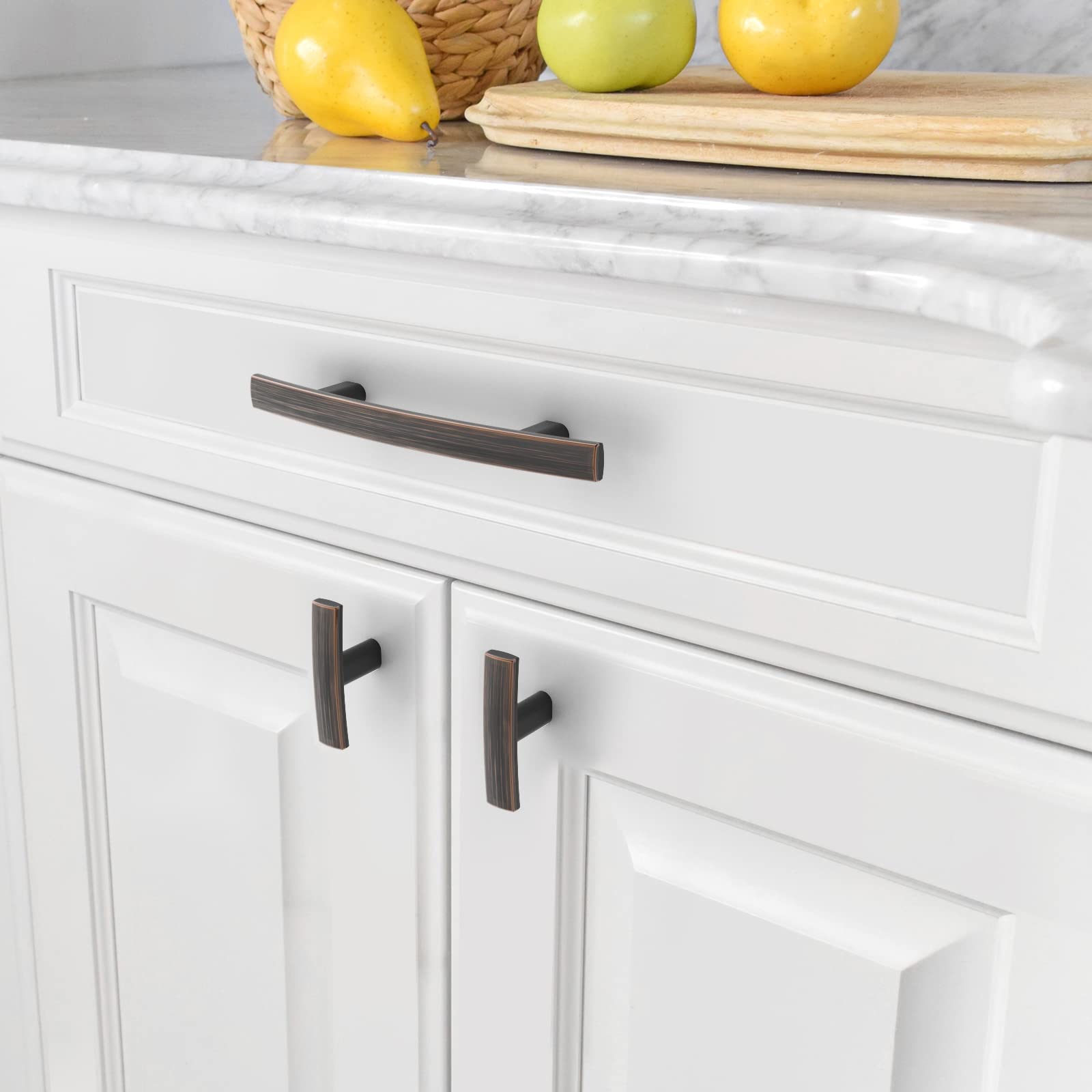 Amerdeco 10 Pack Oil Rubbed Bronze Cabinet Handles 3 Inch (76mm) - Kitchen & Bathroom Drawer Pulls