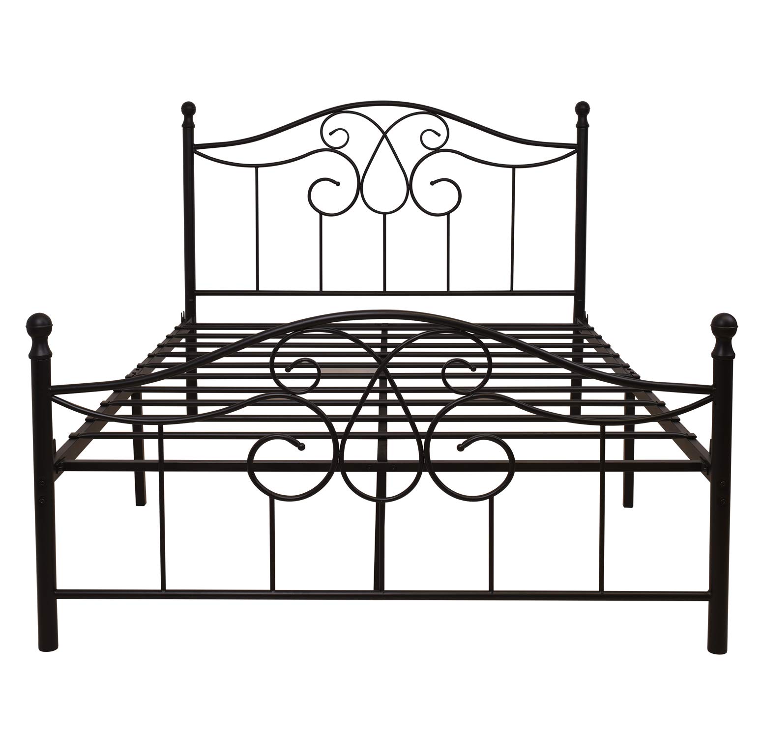 **Full Size Metal Bed Frame with Headboard & Footboard - Farmhouse Platform Bed with Under Bed Storage, No Box Spring Needed, Easy Assembly (Black) - Perfect for Guest Rooms, Dorms & Small Spaces**