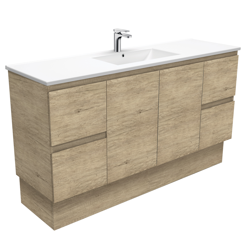 Fienza TCL150SKS Dolce Edge Scandi Oak 1500mm Vanity Kickboard - Single Bowl Bathroom Sink Cabinet Base for Modern Home Decor