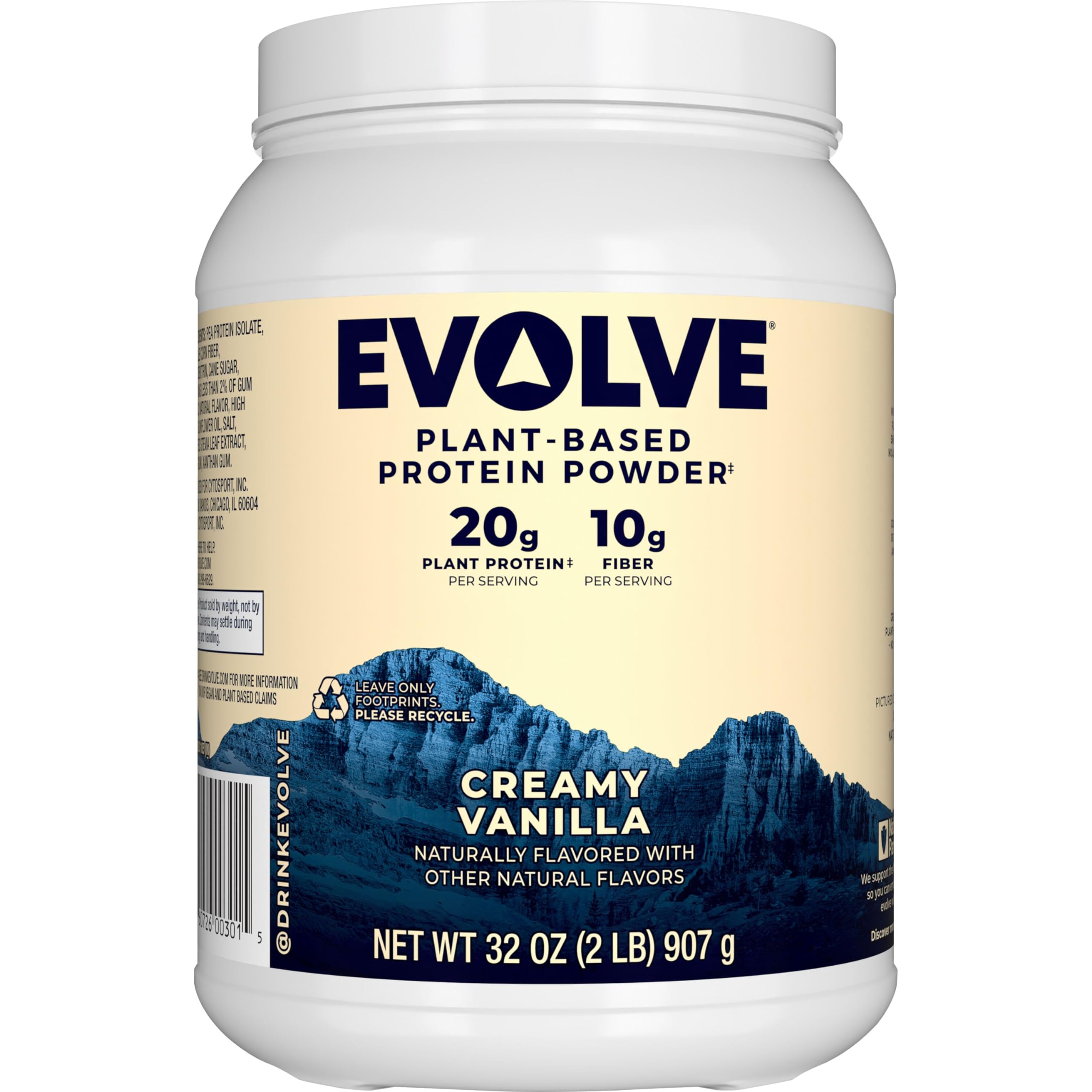 Evolve Vanilla Bean Plant Based Protein Powder - 20g Vegan Protein, Dairy Free, Non-GMO, No Artificial Flavors, 10g Fiber, 2 Pound (Packaging May Vary) | Amazon Exclusive for Smoothies, Baking & Post-Workout Recovery