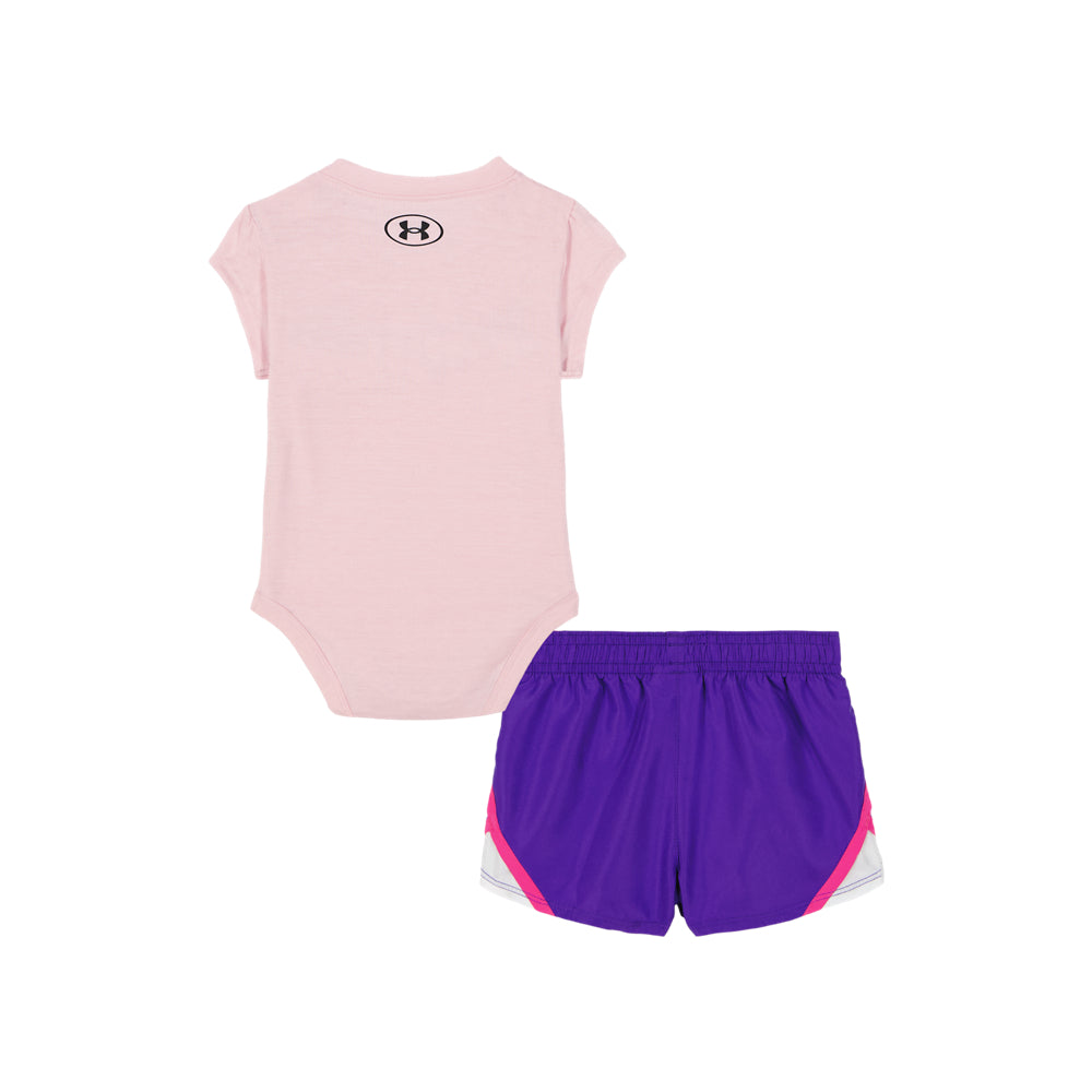 Under Armour Girls' Infant Awesome Woven 2-Piece Onesie & Short Set - Soft Cotton Baby Outfit for Playtime & Casual Wear
